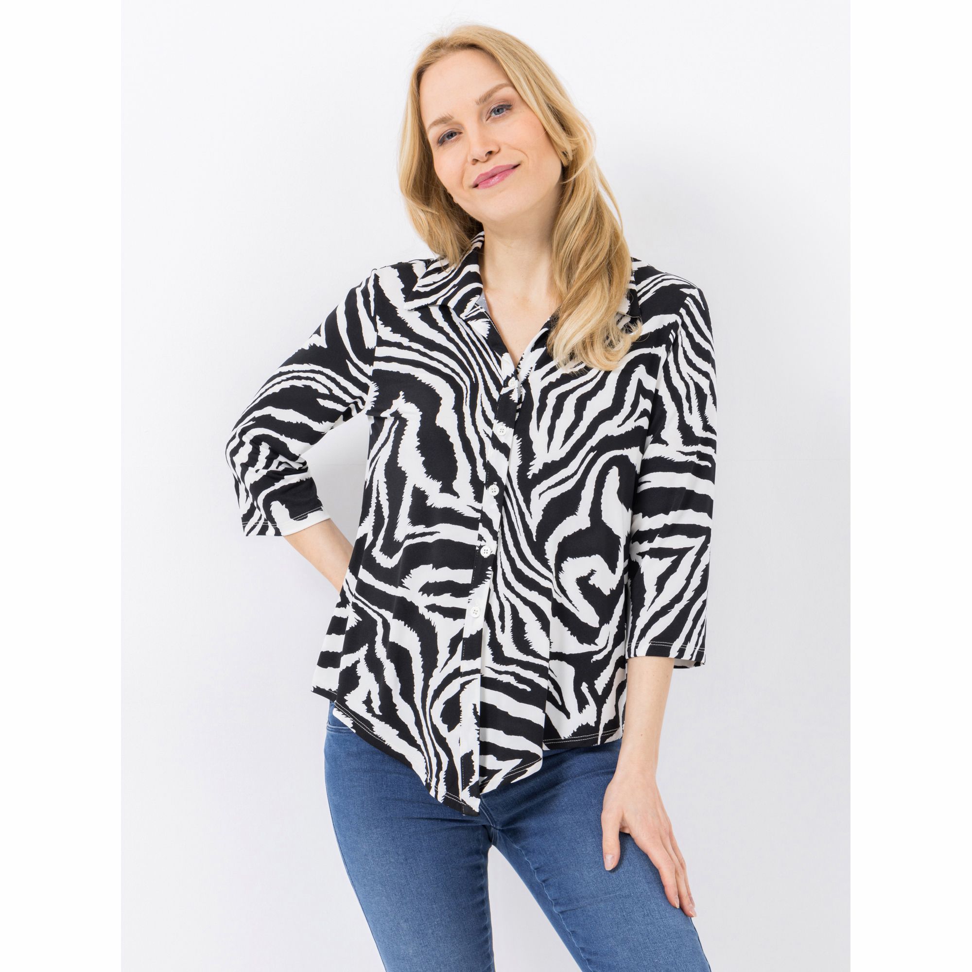 B-Ware KIM & CO. Shirt, 3/4-Arm Brazil Knit Jersey Knopfleiste