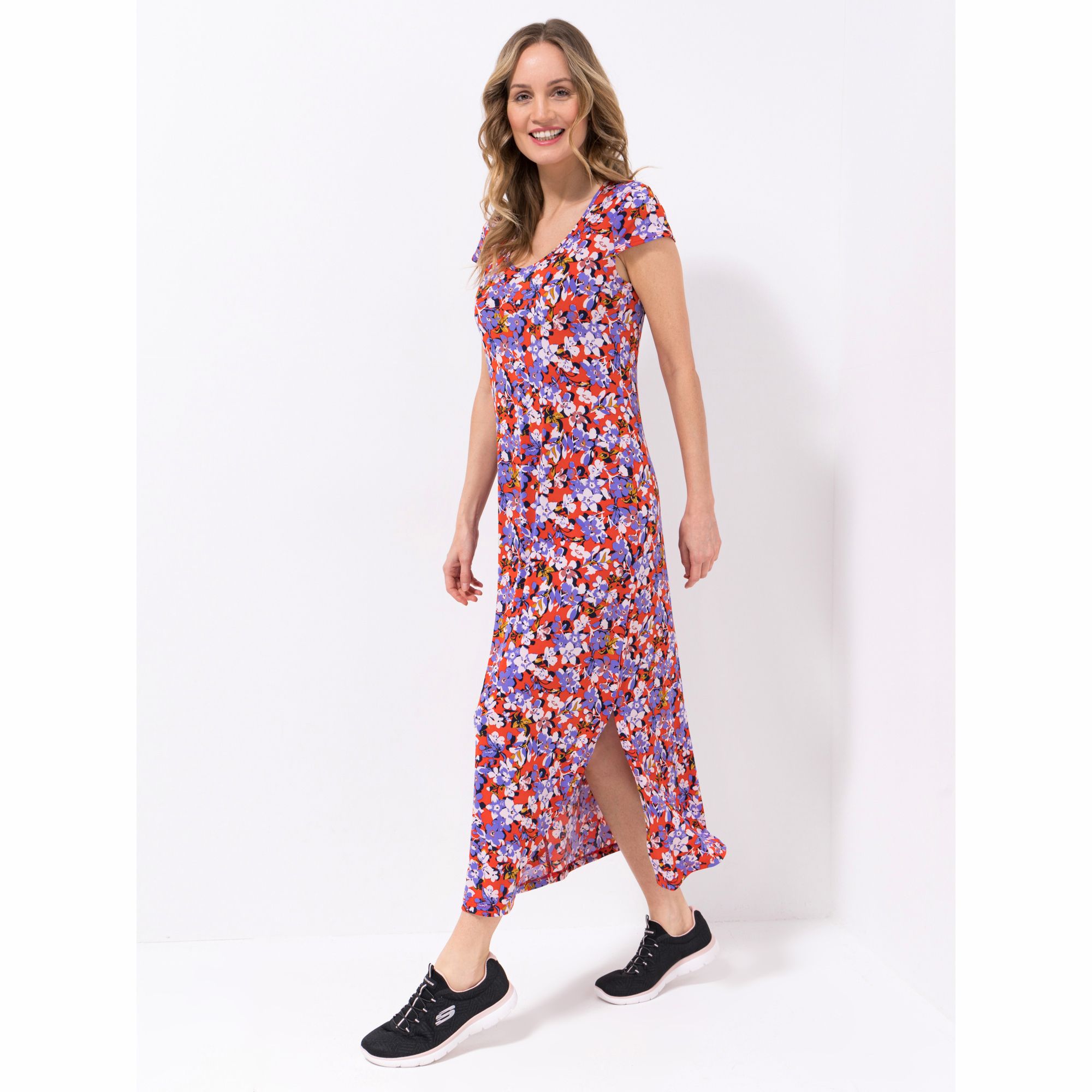 B-Ware KIM & CO. Maxi-Kleid Brazil Knit Jersey Seitenschlitz