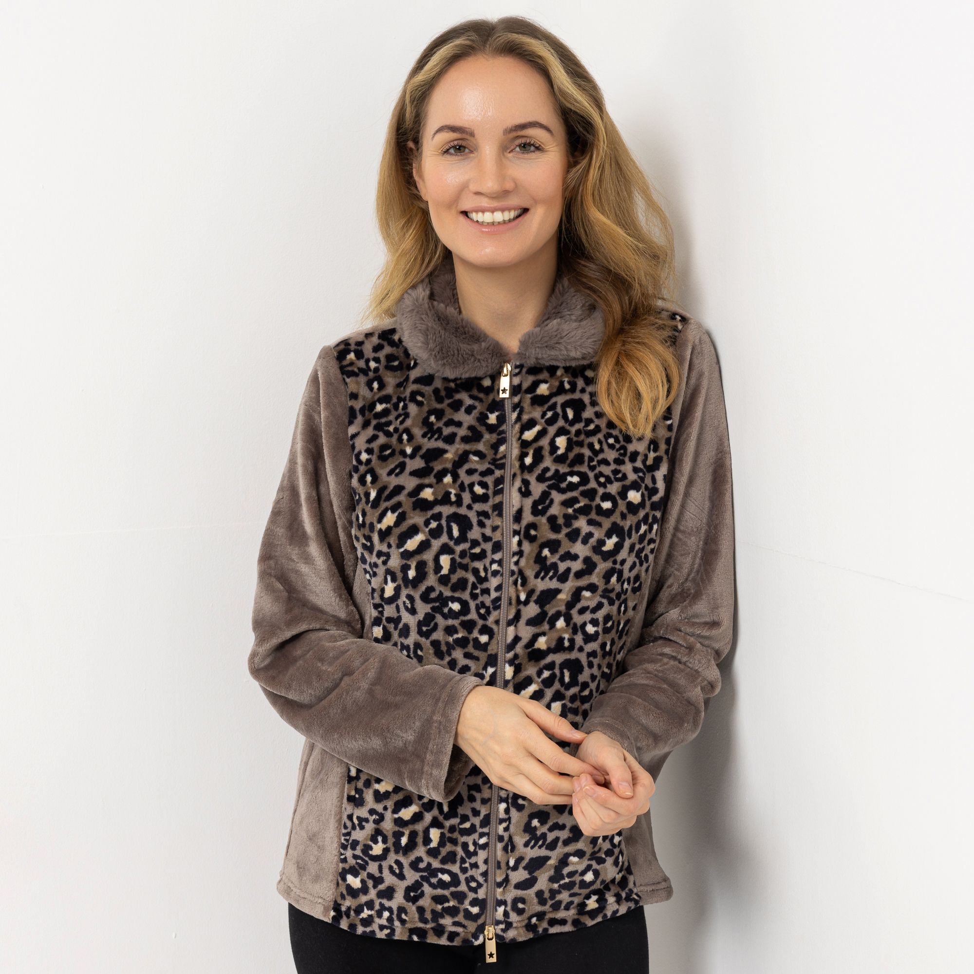 B-Ware MONT CHALET Damen-Jacke Animaldrucke Mikrofaser Chinchilla