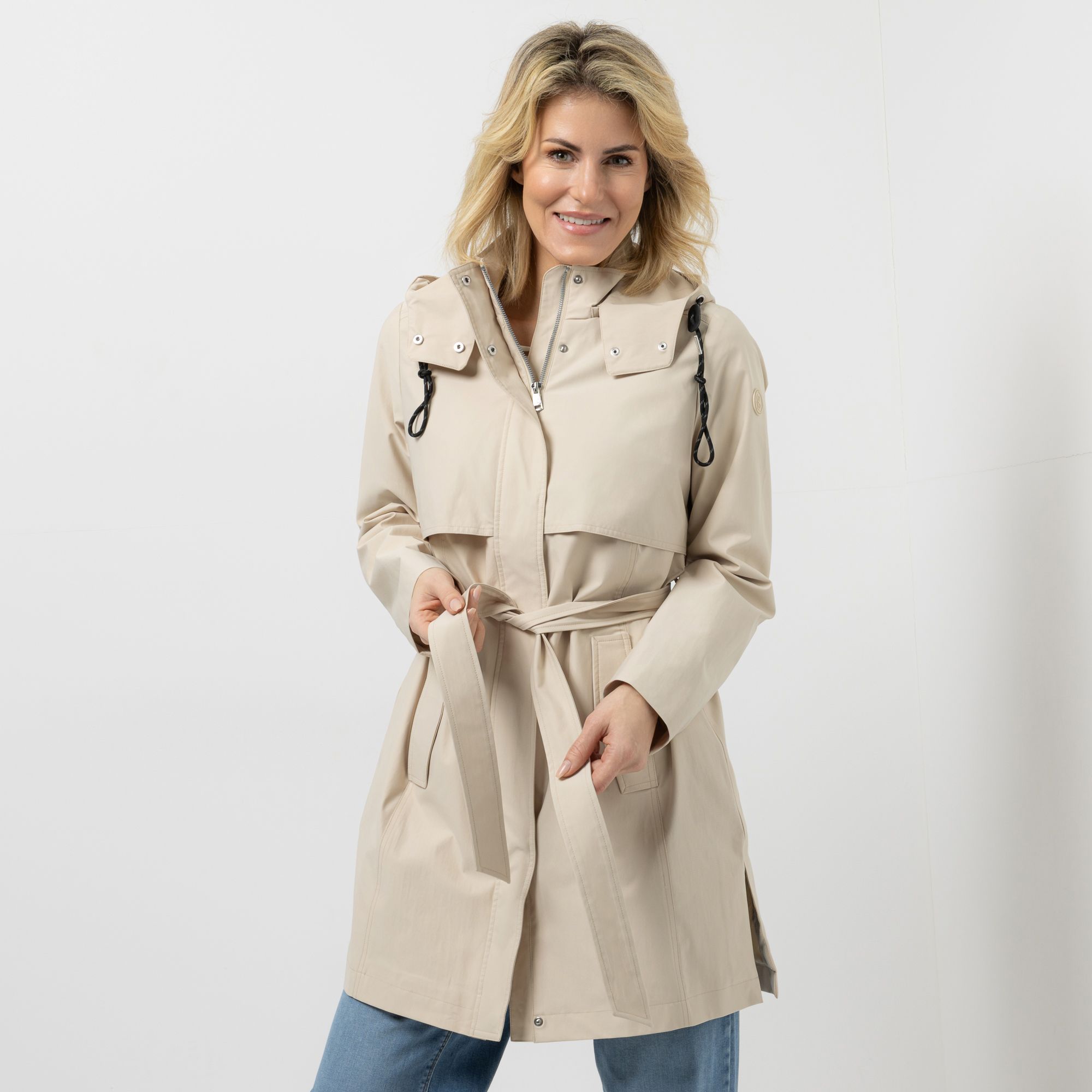 B-Ware STRANDFEIN Trenchcoat mit Kapuze 2-Wege-Reißverschluss