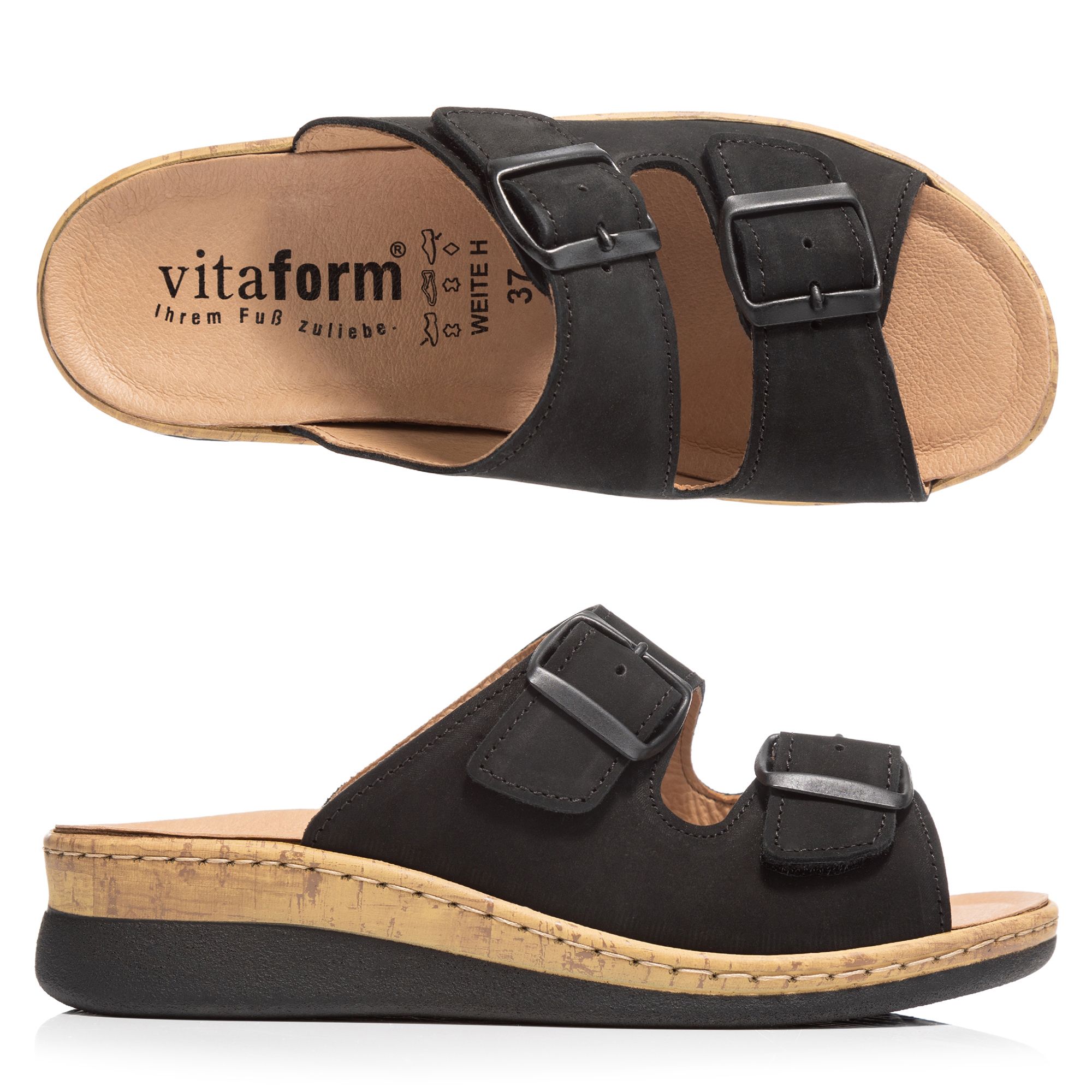 B-Ware VITAFORM Damen-Pantolette Nubukleder verstl. Riemen