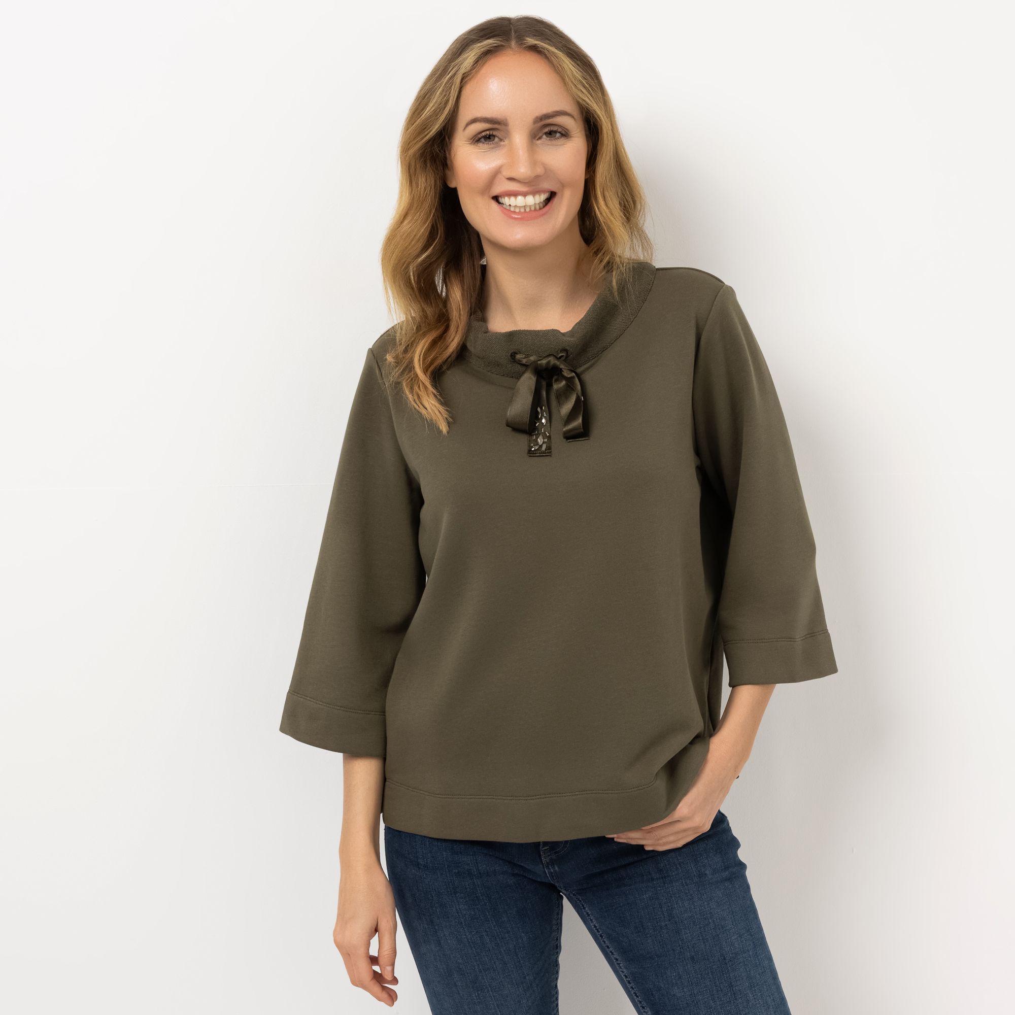 B-Ware AMINATI® Sweatshirt, 3/4-Arm Stehkragen Verzierung