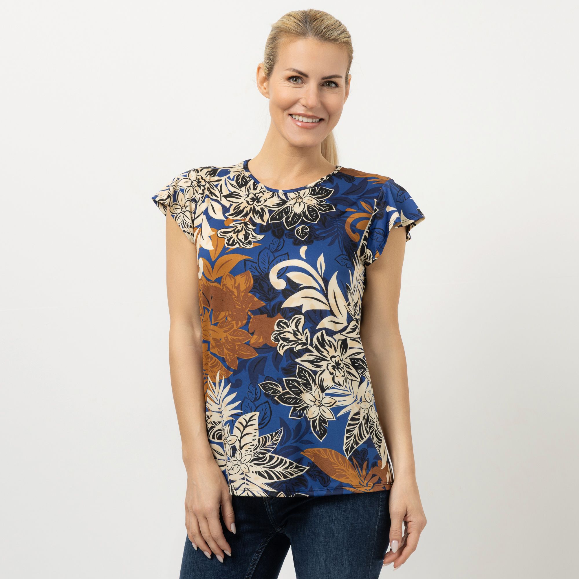 B-Ware KIM & CO. Shirt, 1/2-Arm Brazil Knit Jersey Rundhalsausschnitt
