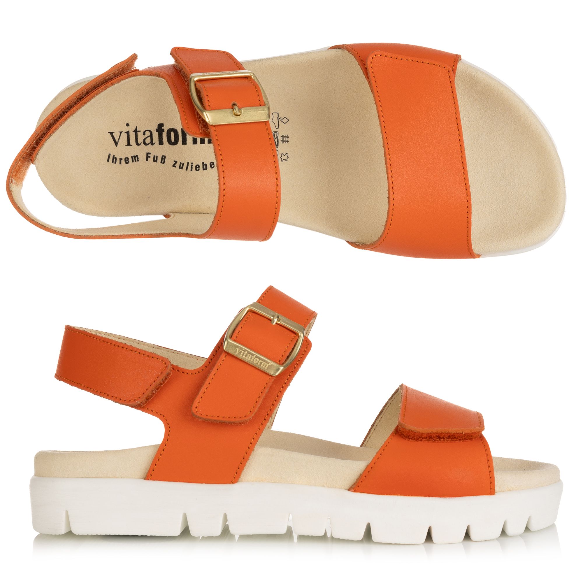 B-Ware VITAFORM Damen-Sandalette Nappaleder Klettverschlüsse