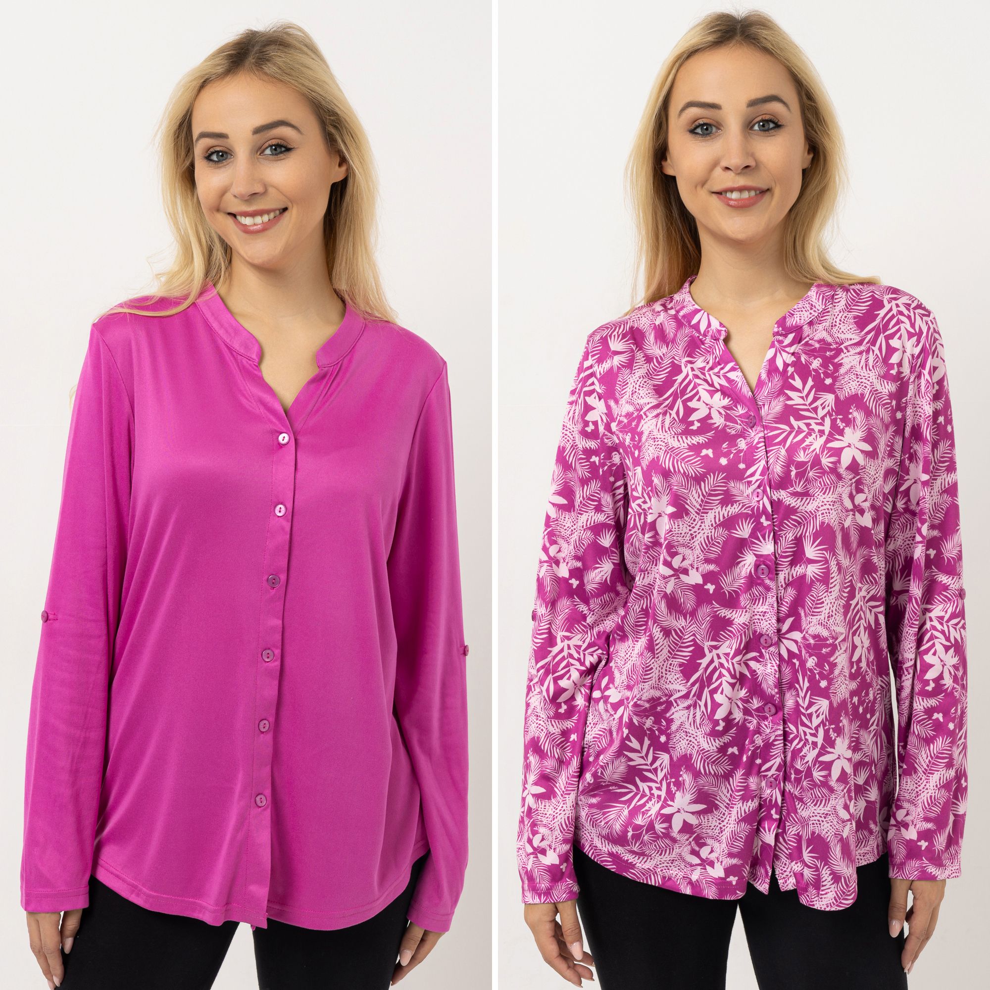 B-Ware JERYMOOD 2 Blusenshirts Mikrofaser Zierausschnitt