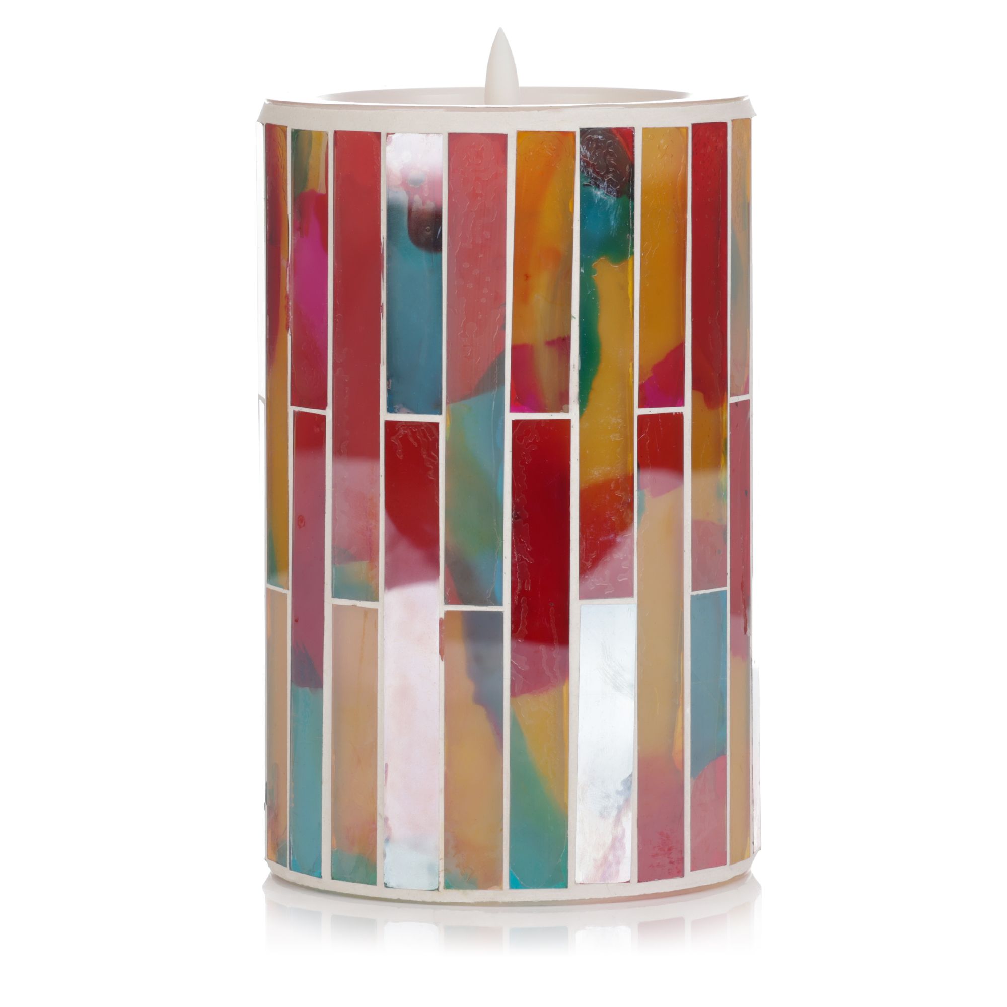 B-Ware ELAMBIA LED-Kerze Mosaik-Glas Flamme Luma, Timer