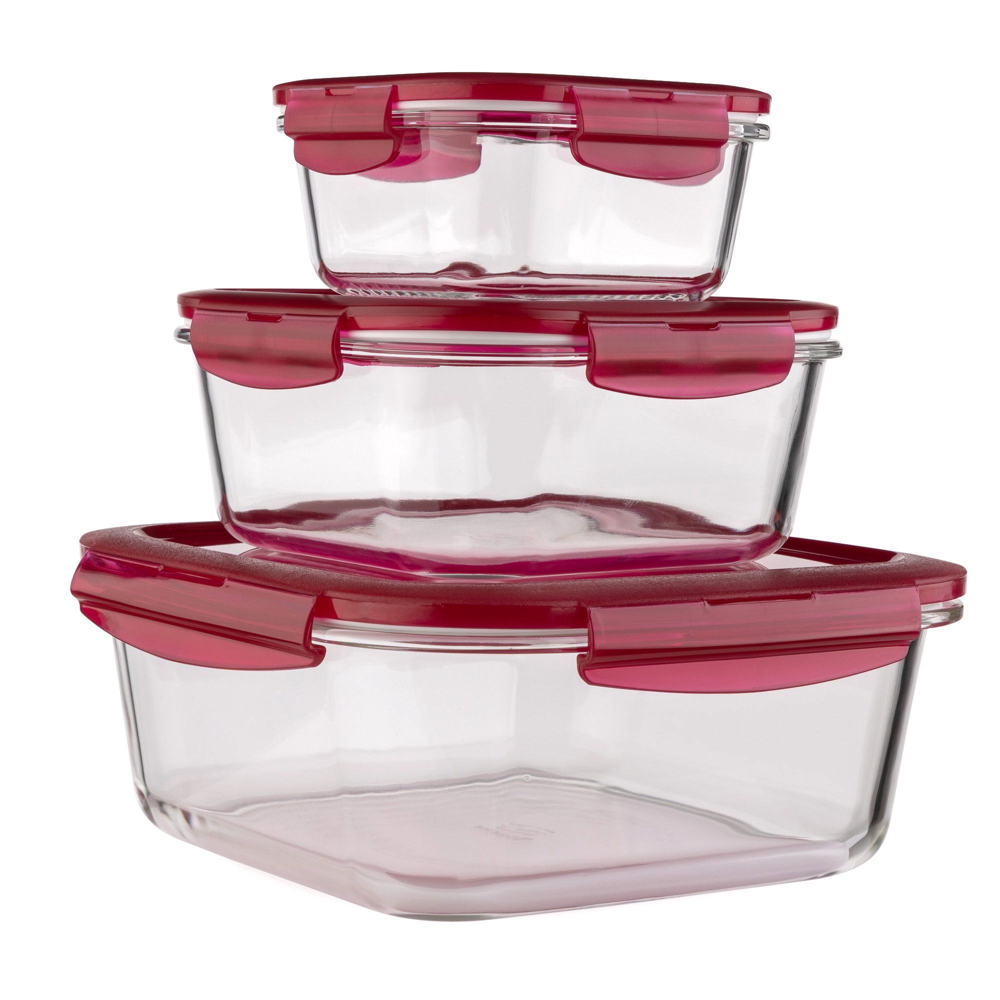 B-Ware LocknLock 3 Frischhaltedosen aus Borosilikatglas quadratisch, nestbar