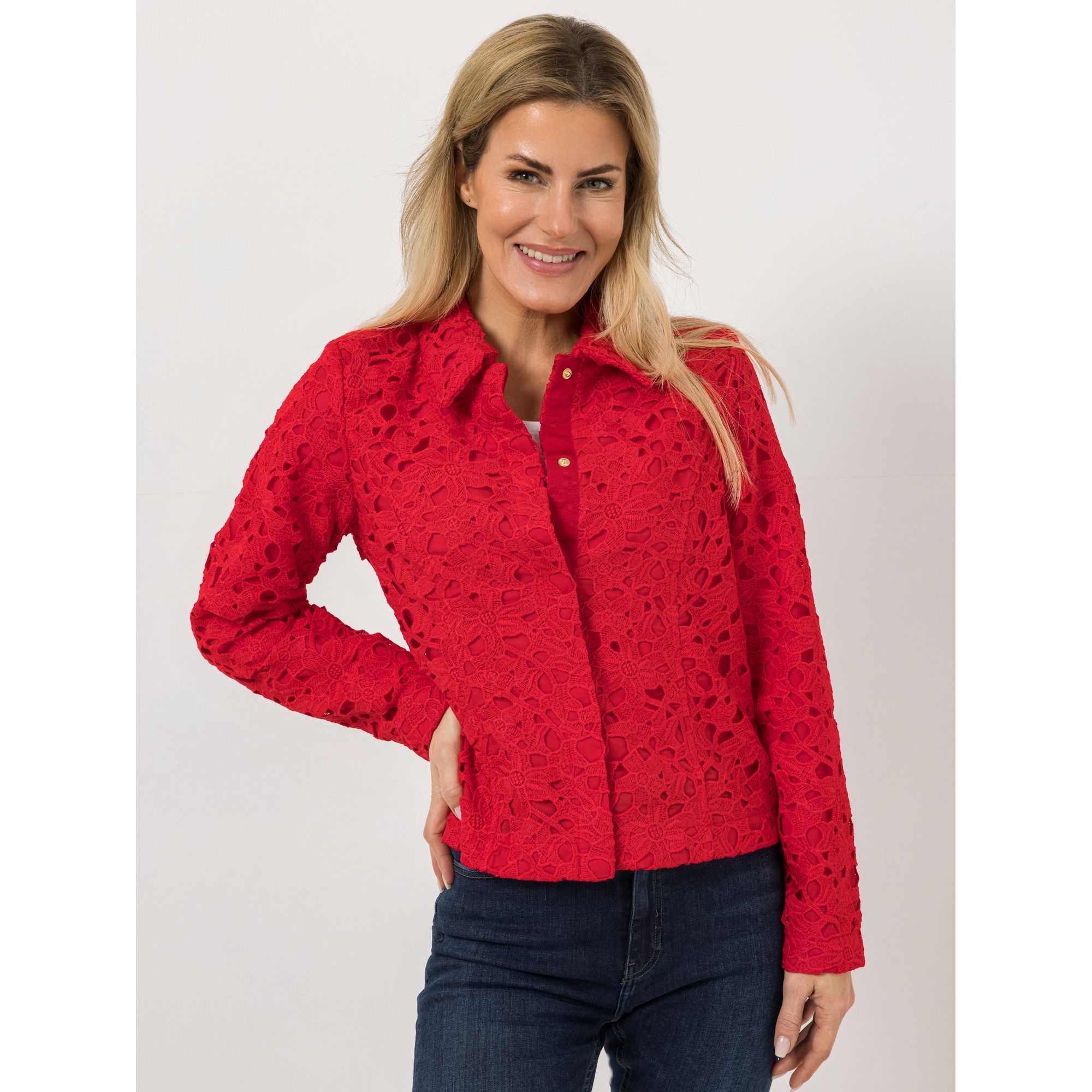 B-Ware DAWID by Dawid Tomaszewski Blazerjacke,Langarm Allover-Spitze