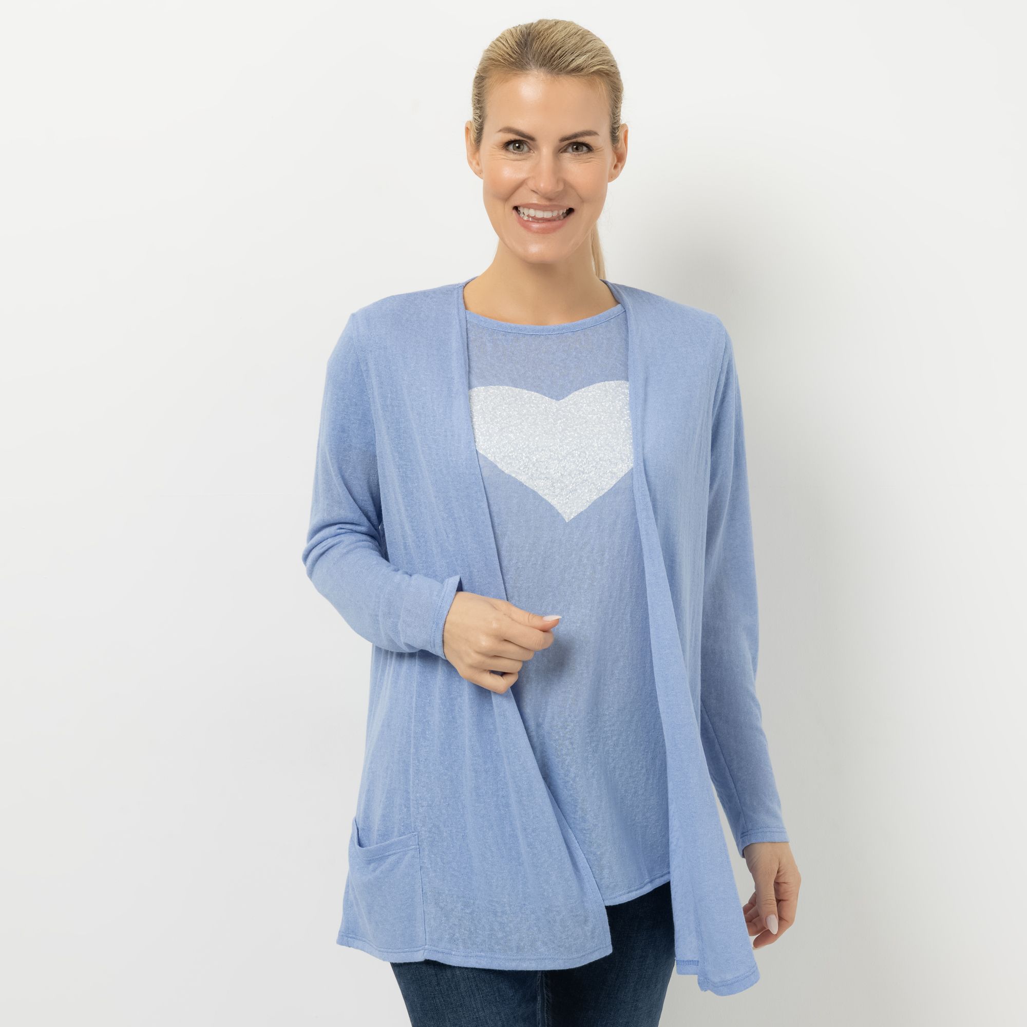 B-Ware KIM & CO. Cardigan, Langarm Leinen-Optik Jersey aufgesetzte Taschen