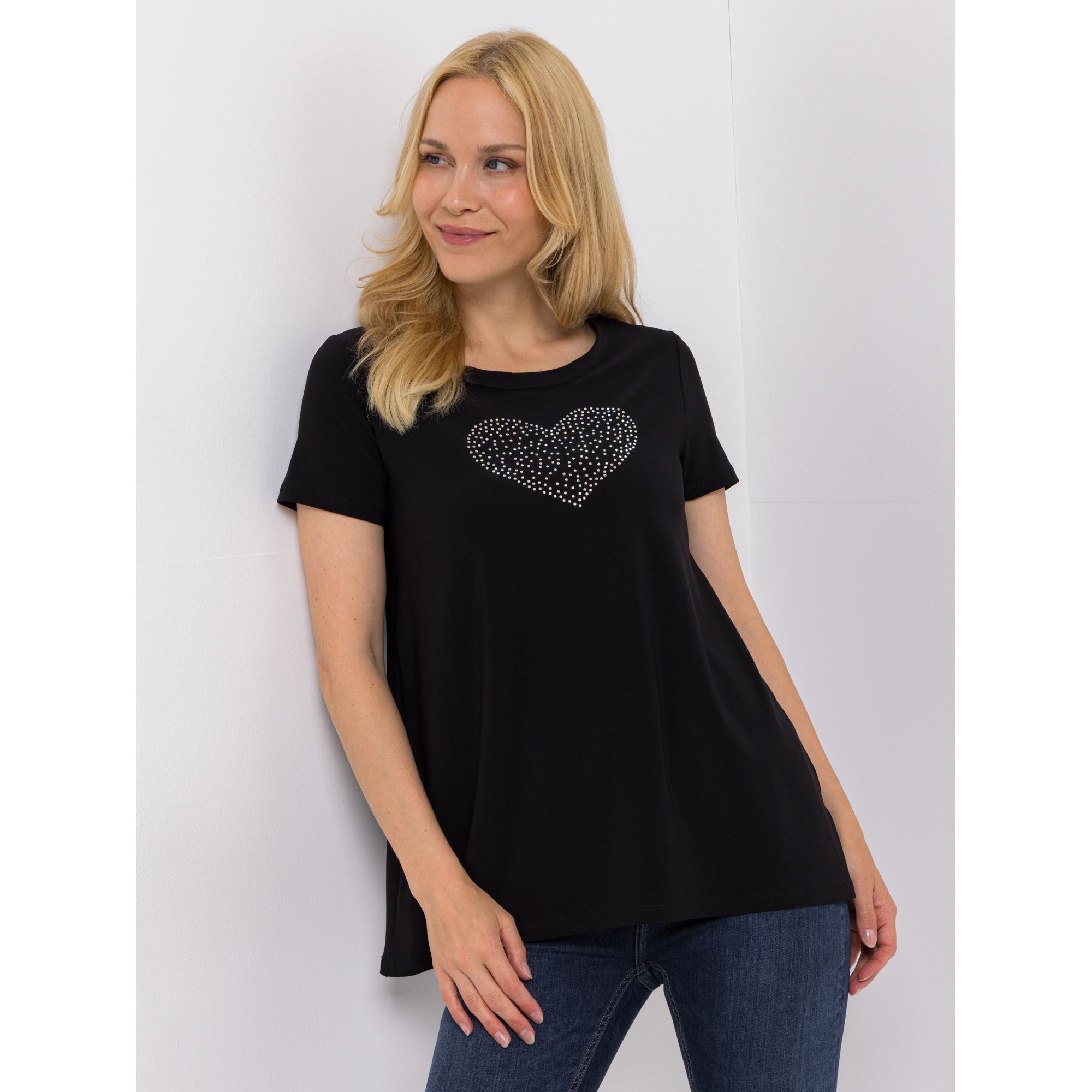 B-Ware KIM & CO. Shirt, 1/2-Arm Brazil Knit Jersey Strass-Applikation