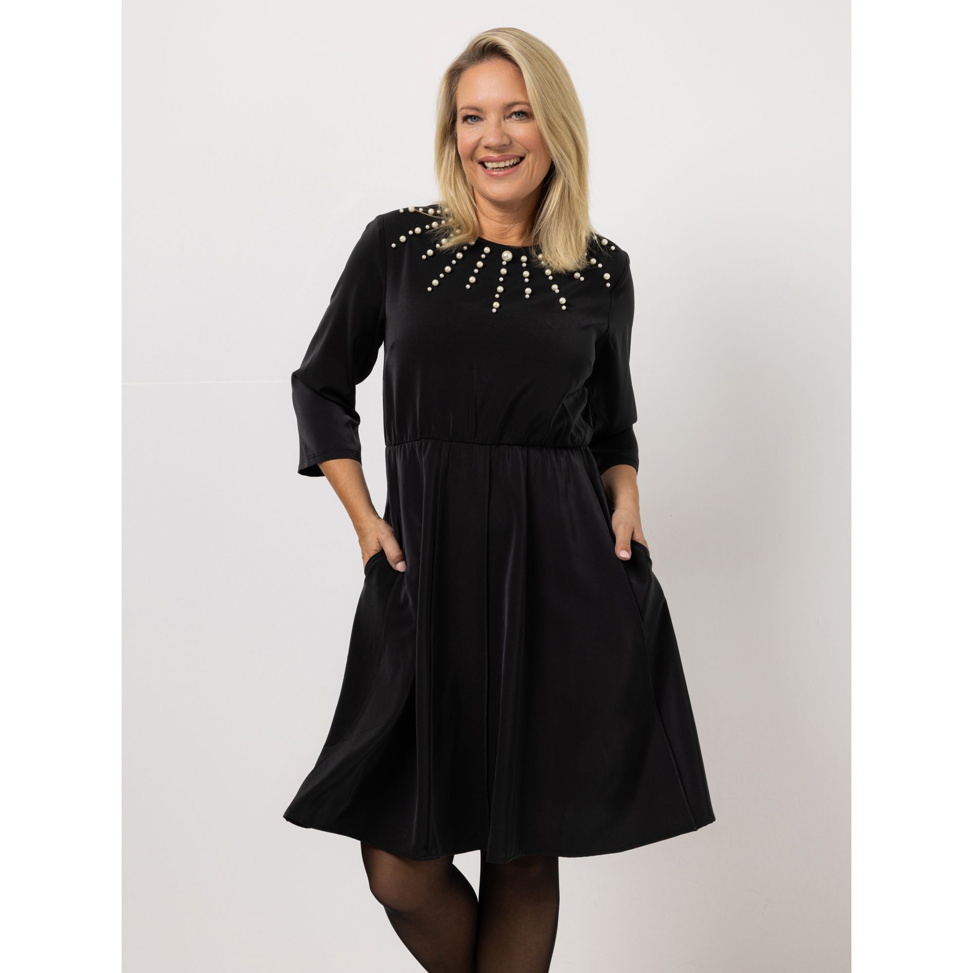 B-Ware KILIAN KERNER SENSES Kleid, 3/4 Arm Rundhalsauschnitt mit Kunst-Perlen