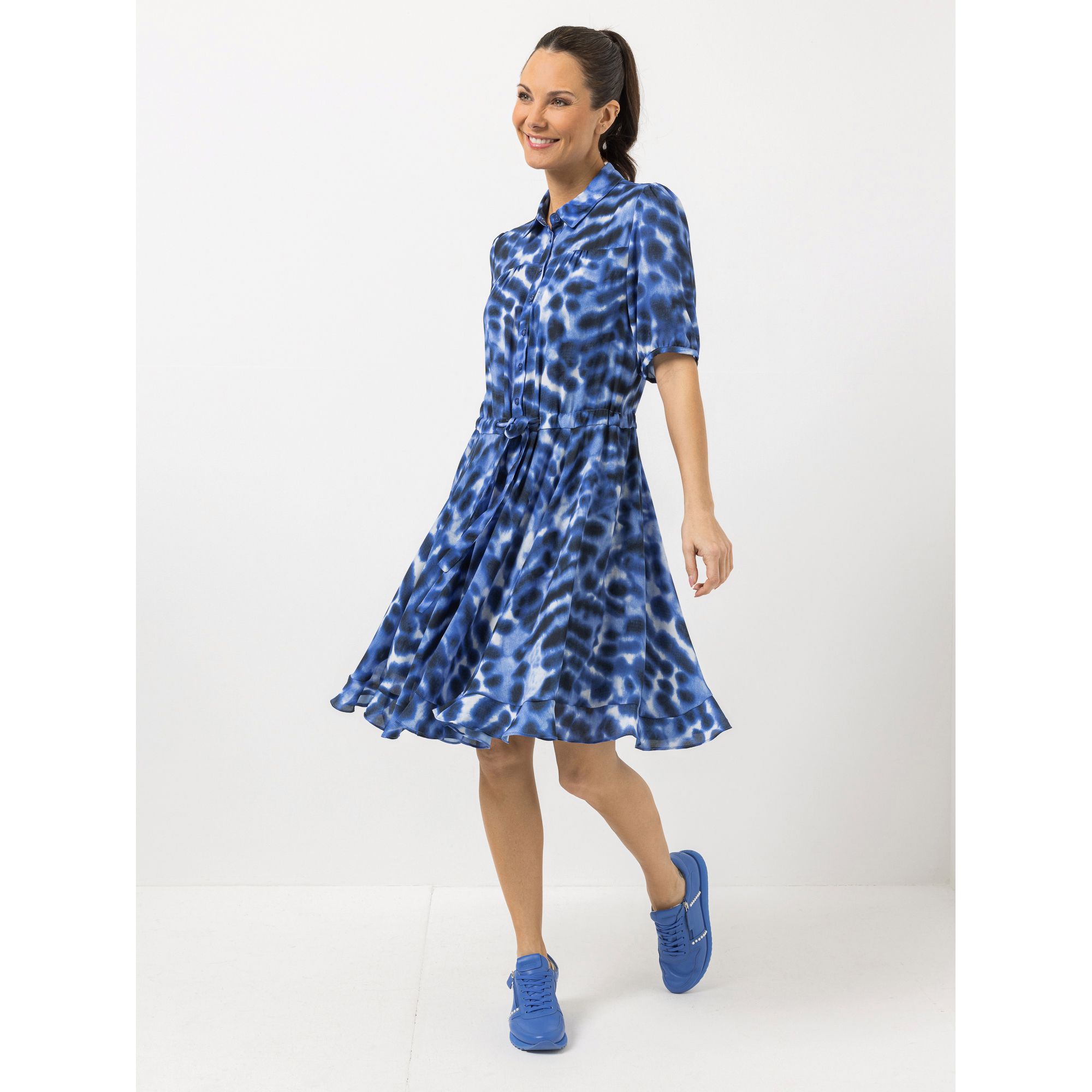 B-Ware STEFFEN SCHRAUT Kleid, langer Halbarm Blusenkragen halbe Knopfleiste