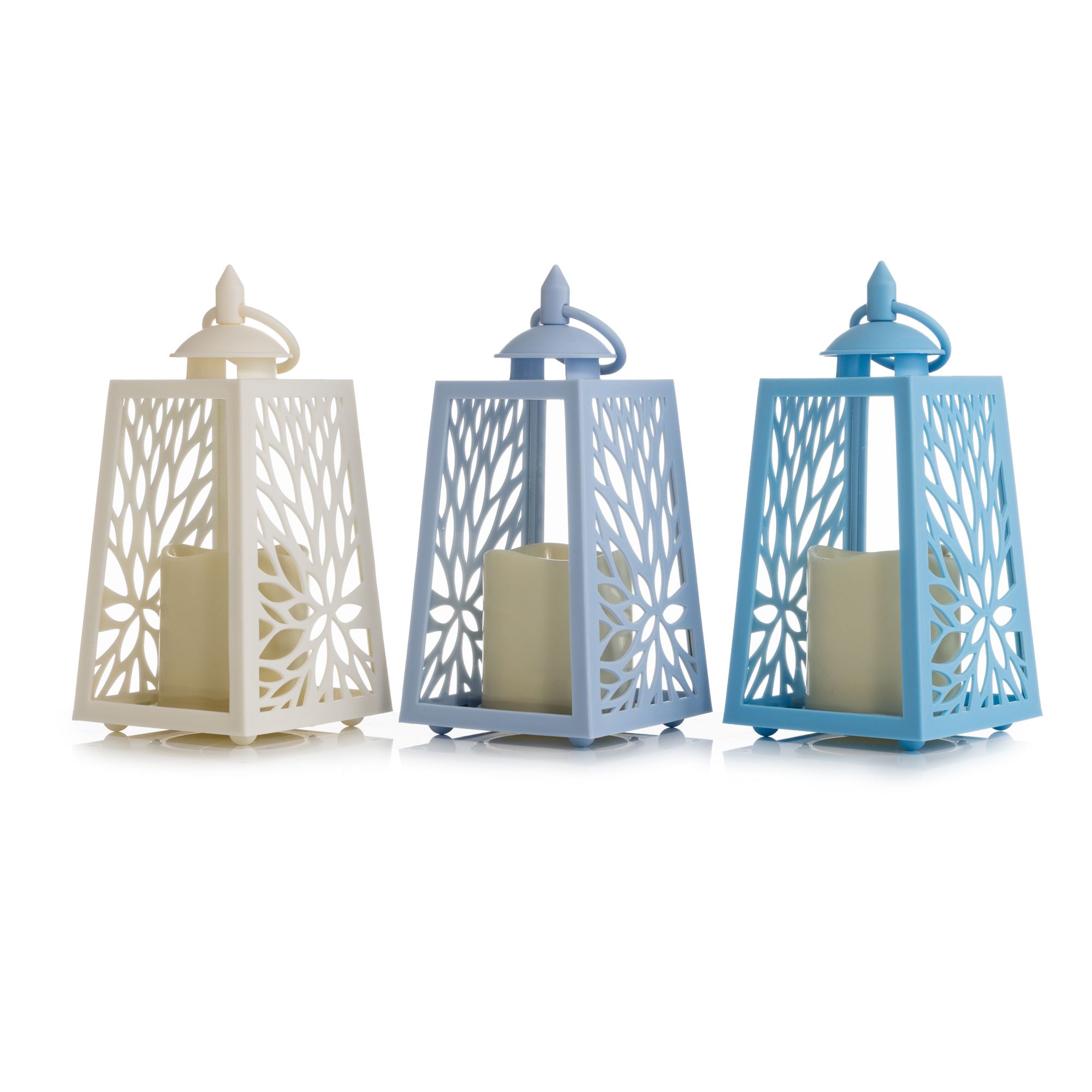 B-Ware ELAMBIA outdoor 3 Deko-Laternen inkl. LED-Kerzen Farbmix-Set, Timer