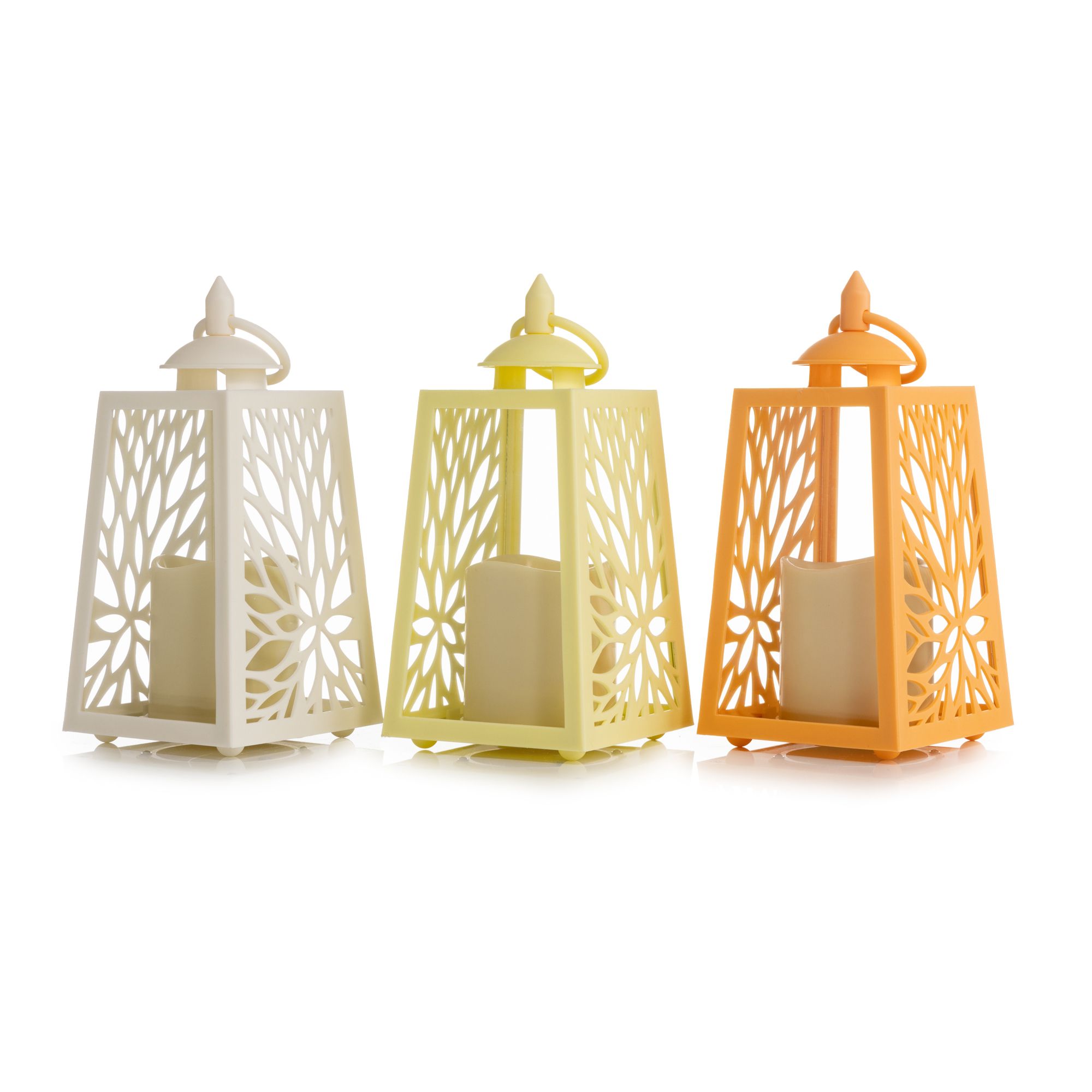 B-Ware ELAMBIA outdoor 3 Deko-Laternen inkl. LED-Kerzen Farbmix-Set, Timer