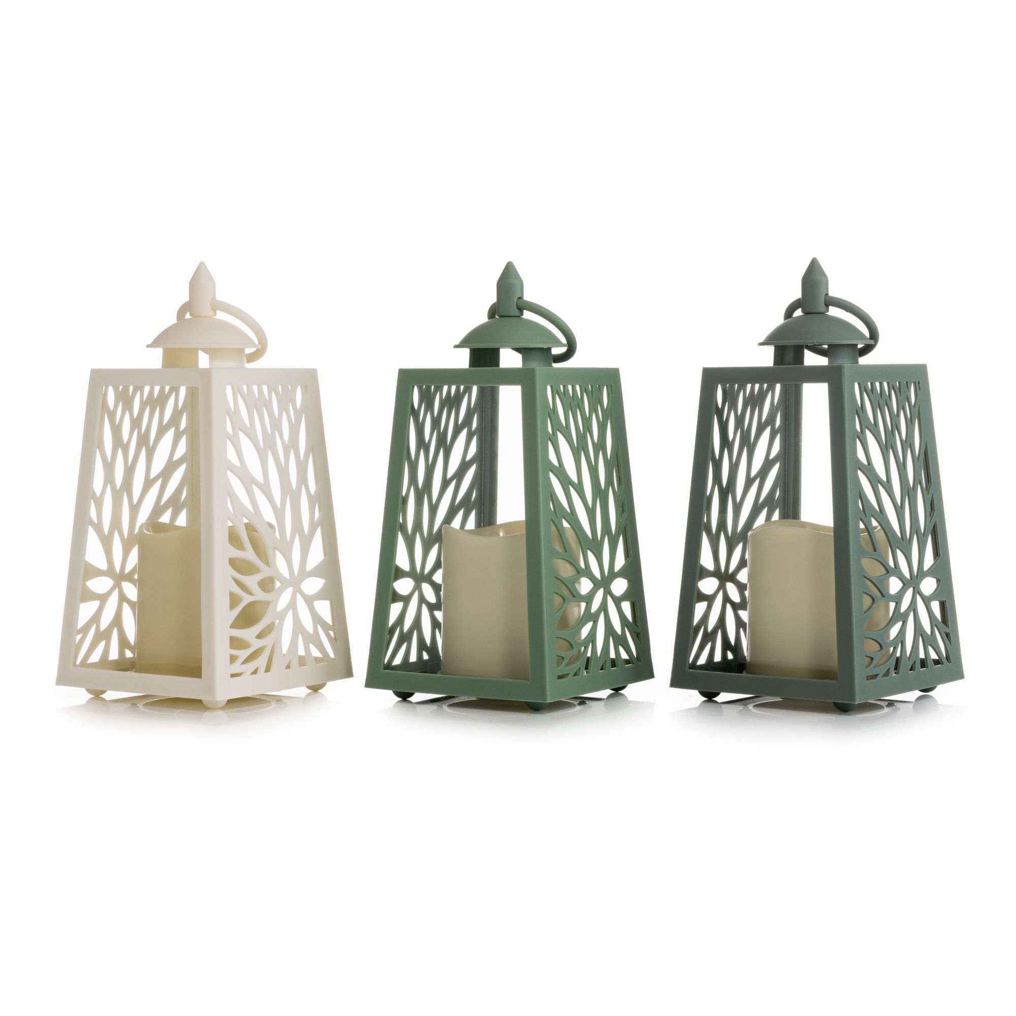 B-Ware ELAMBIA outdoor 3 Deko-Laternen inkl. LED-Kerzen Farbmix-Set, Timer