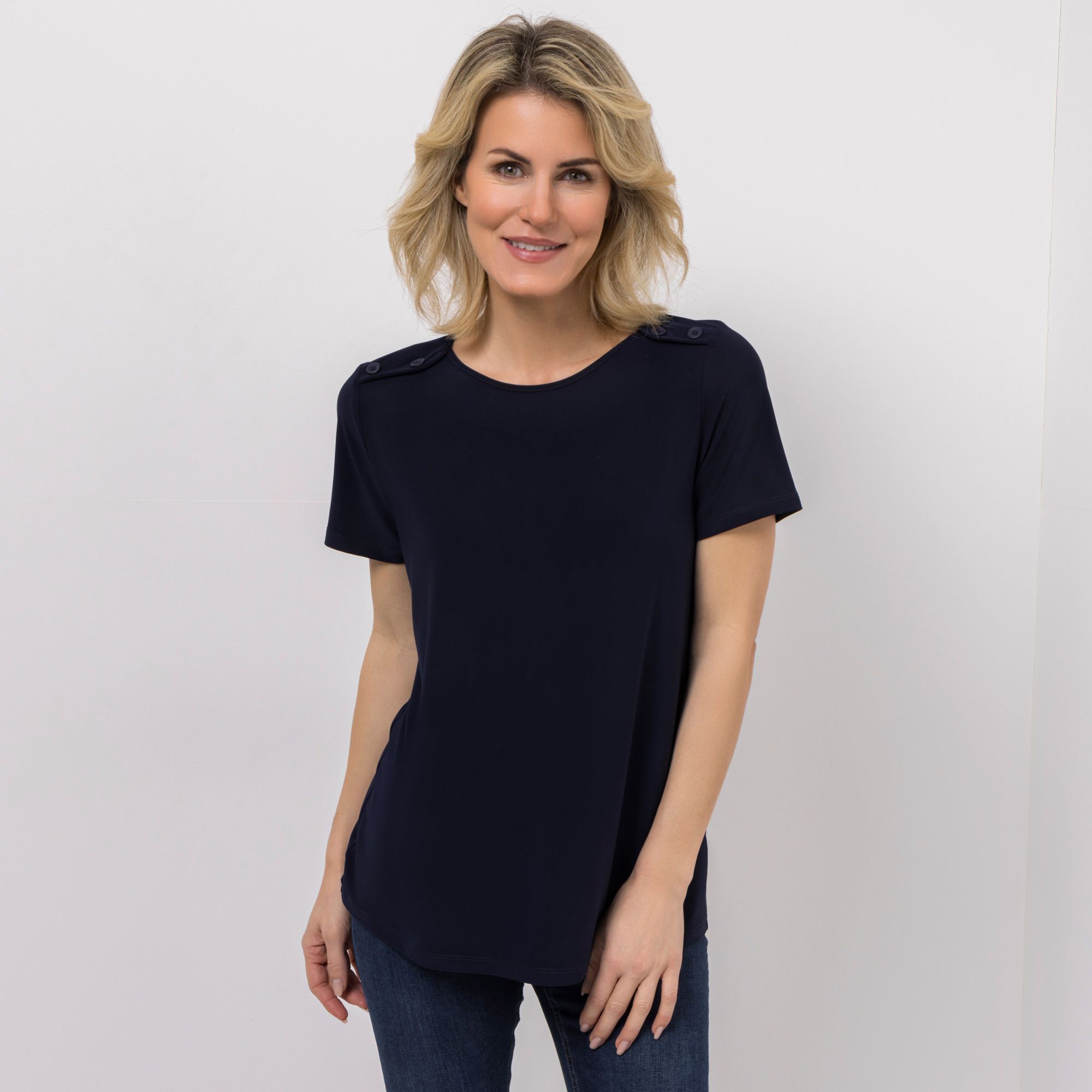 B-Ware KIM & CO. Shirt, 1/2-Arm Deluxe Brazil Knit Zier-Knöpfe