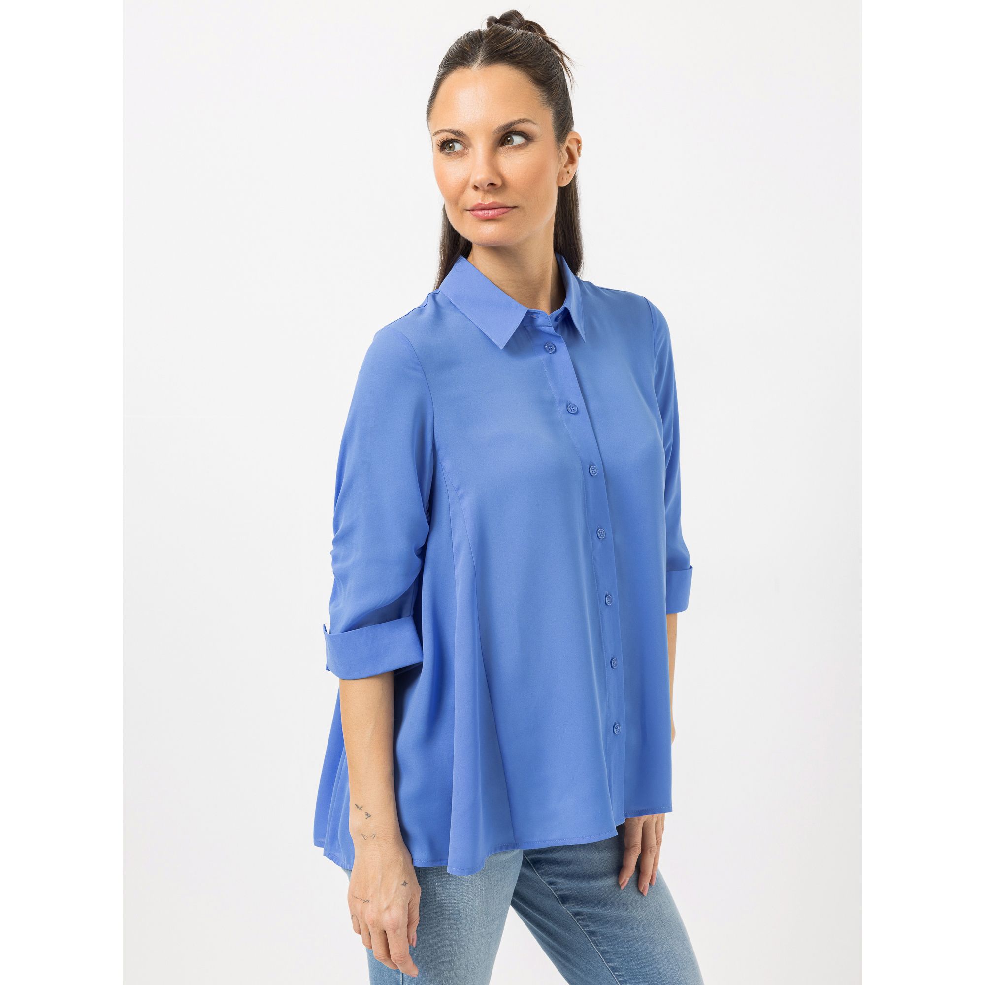 B-Ware STEFFEN SCHRAUT Bluse Capri, 3/4-Arm Hemdkragen Raffung am Ärmel