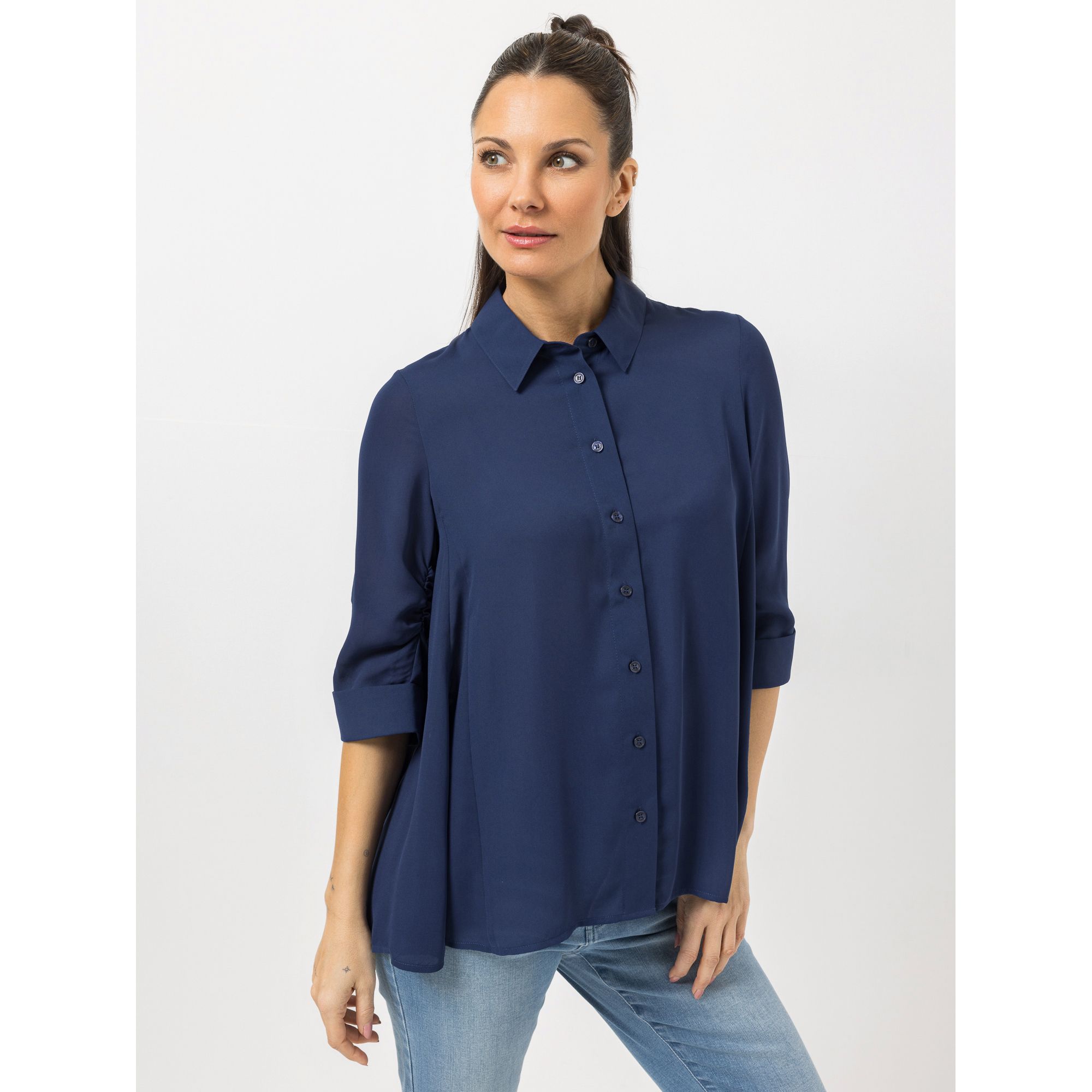 B-Ware STEFFEN SCHRAUT Bluse Capri, 3/4-Arm Hemdkragen Raffung am Ärmel