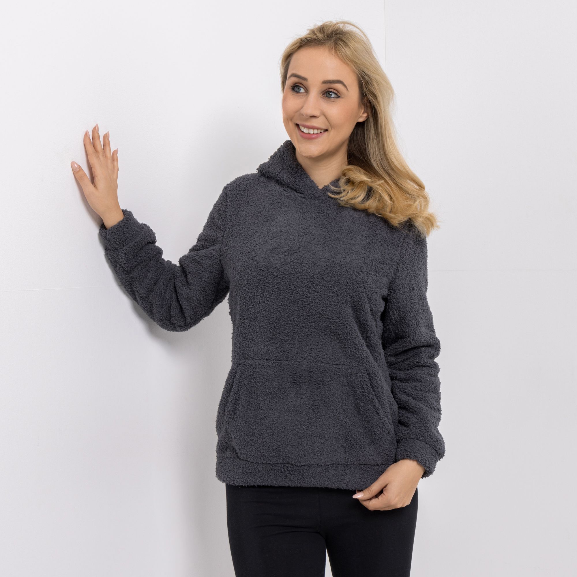 B-Ware COZEE HOME Loungewear Hoodie Jacquard MF Fluffy Bouclé