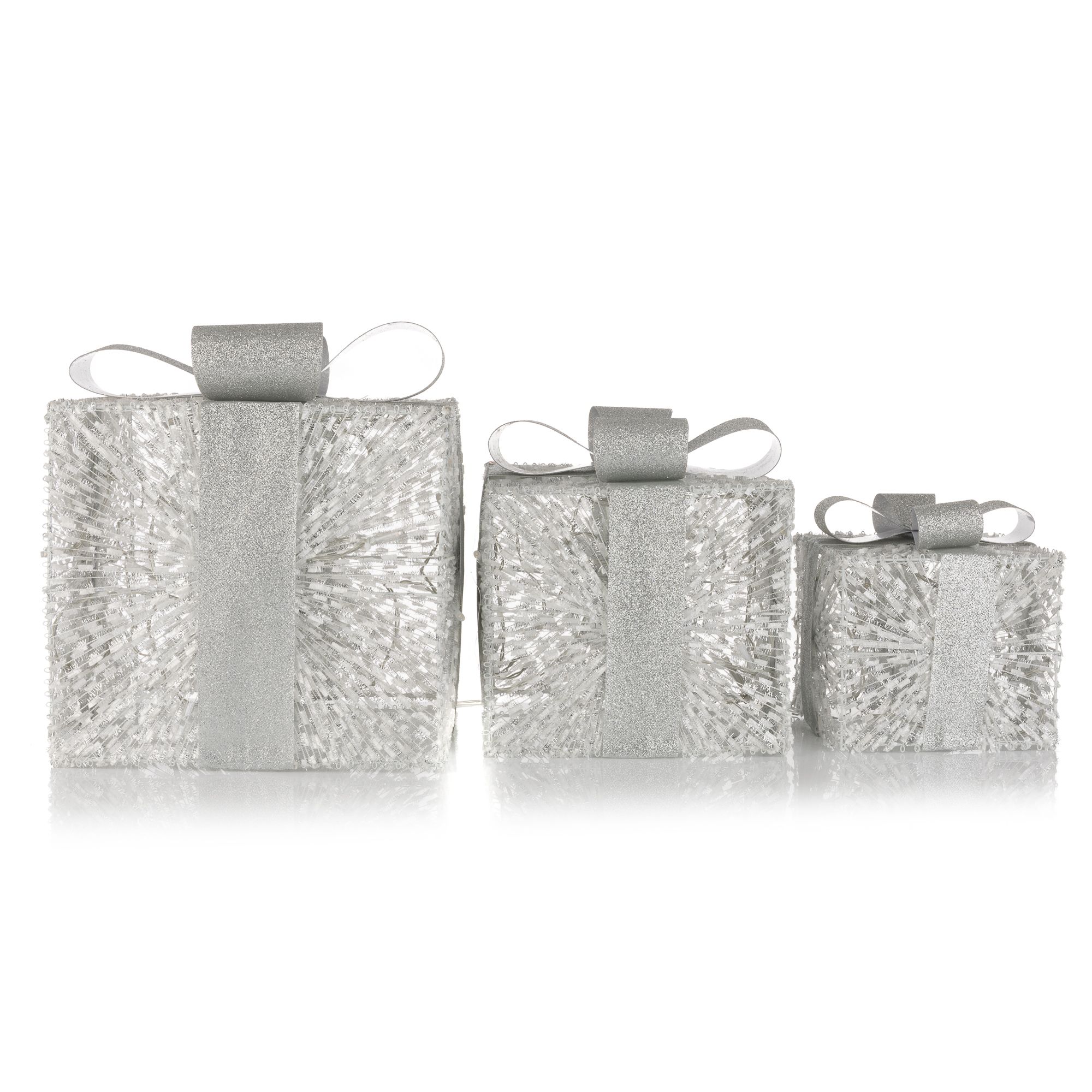 B-Ware LUMIDA Xmas 3 LED-Geschenke 6h-Timerfunktion H. 20, 26,5 & 31,5cm