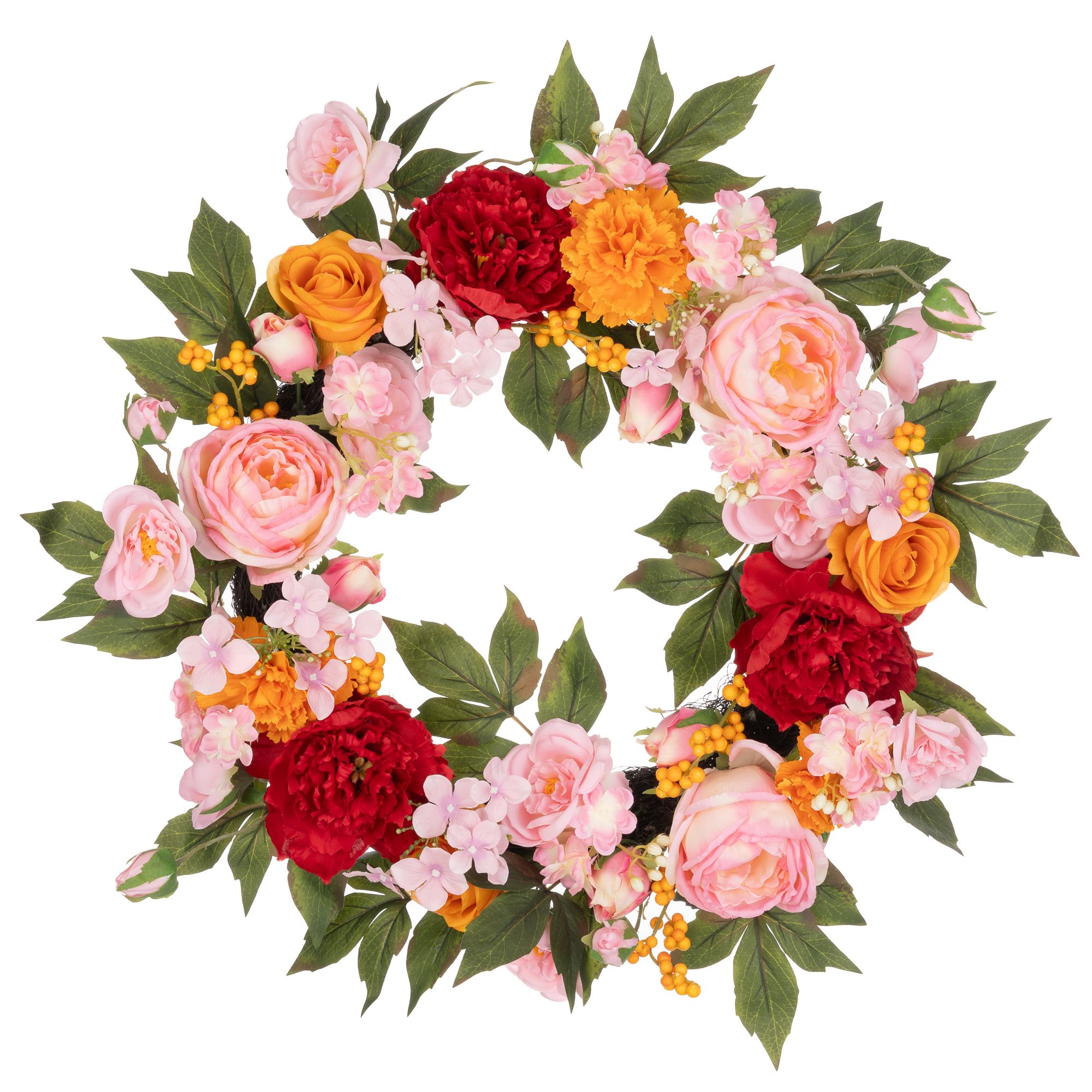 B-Ware ABELLA Flora künstl. Dekokranz Rosen & Chrysanthmen Ø 44cm