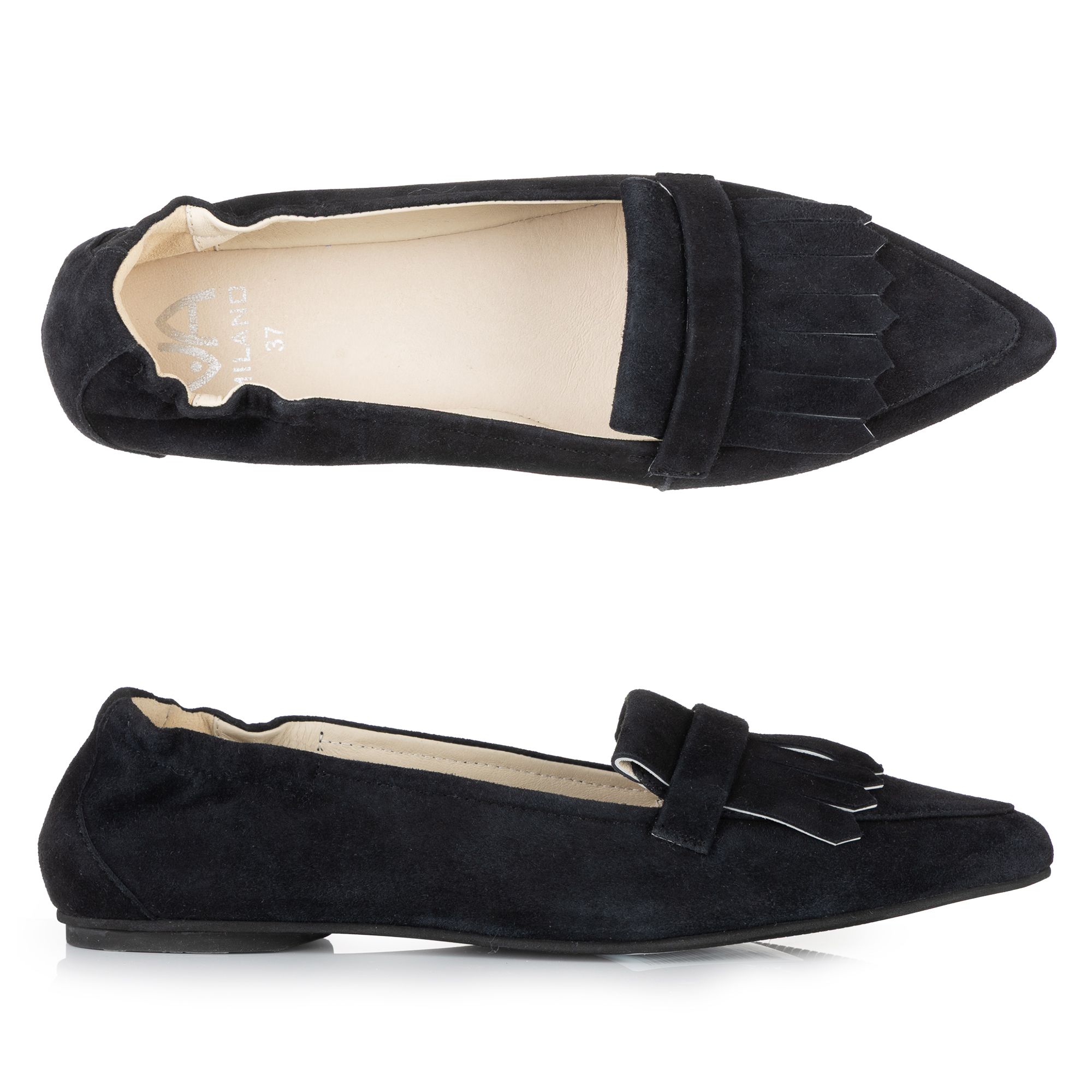 B-Ware VIA MILANO Damen-Ballerina echt Leder Fransendetail