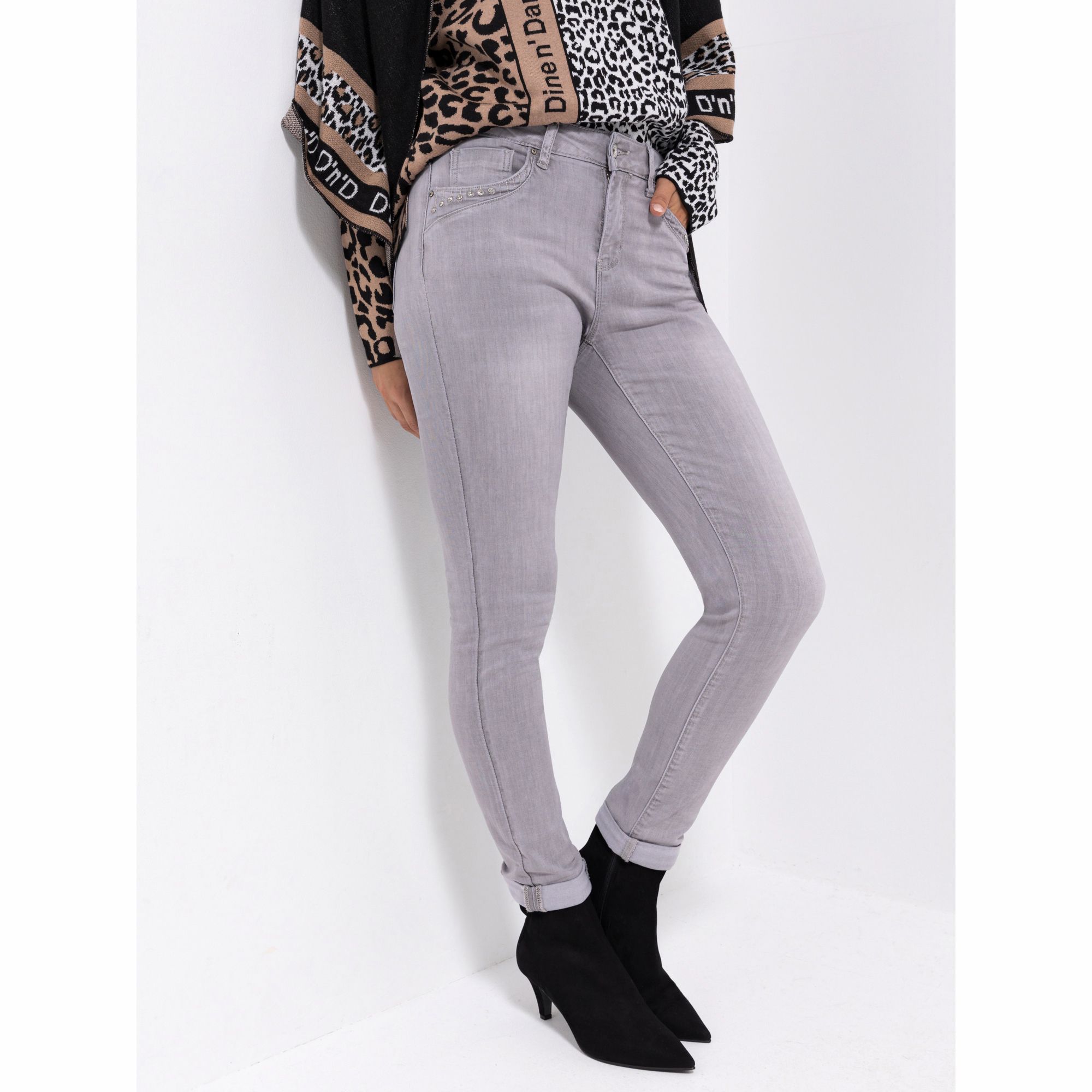 B-Ware DINE 'N' DANCE Jeanshose Salsa 5-Pocket-Style Ziersteine