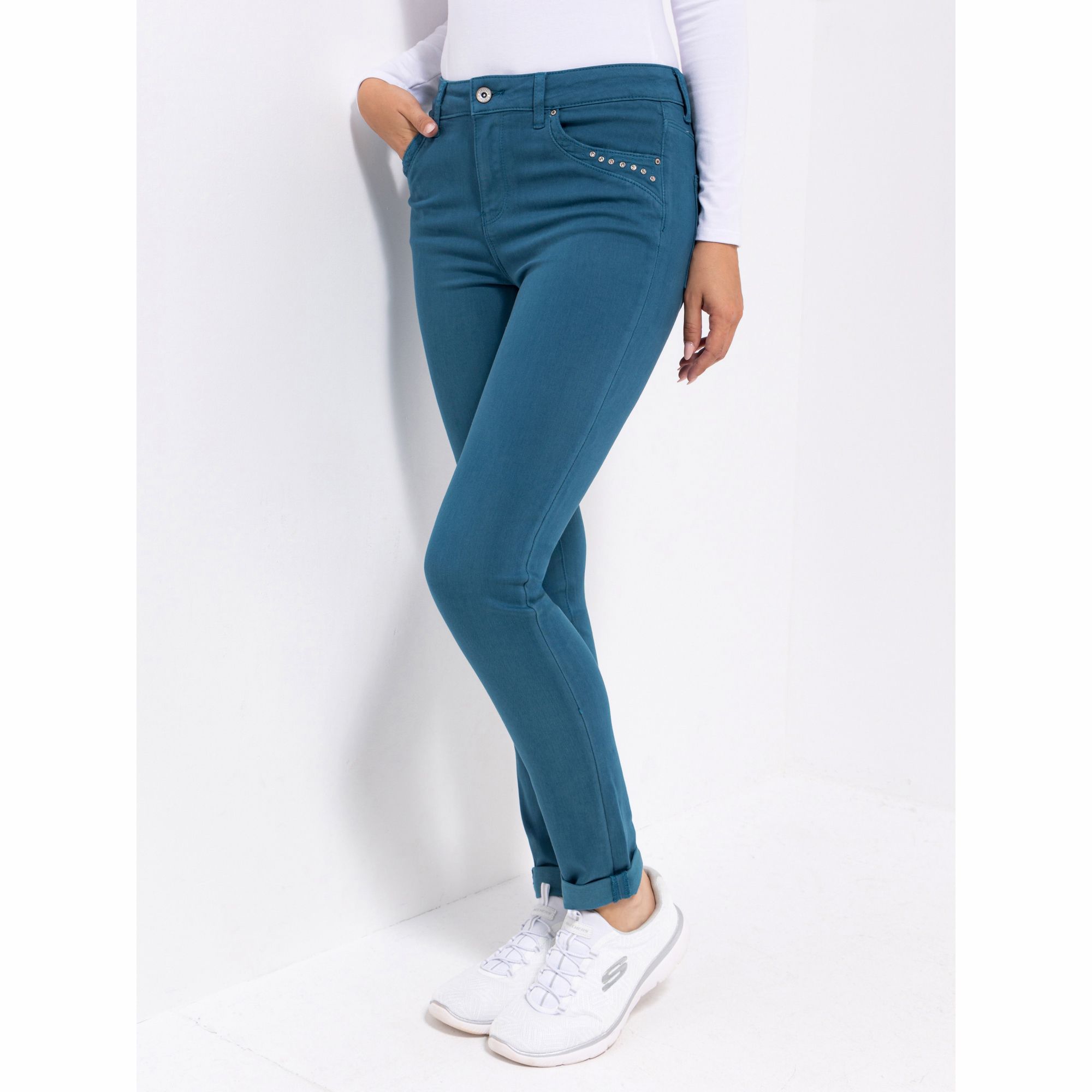 B-Ware DINE 'N' DANCE Jeanshose Salsa 5-Pocket-Style Ziersteine