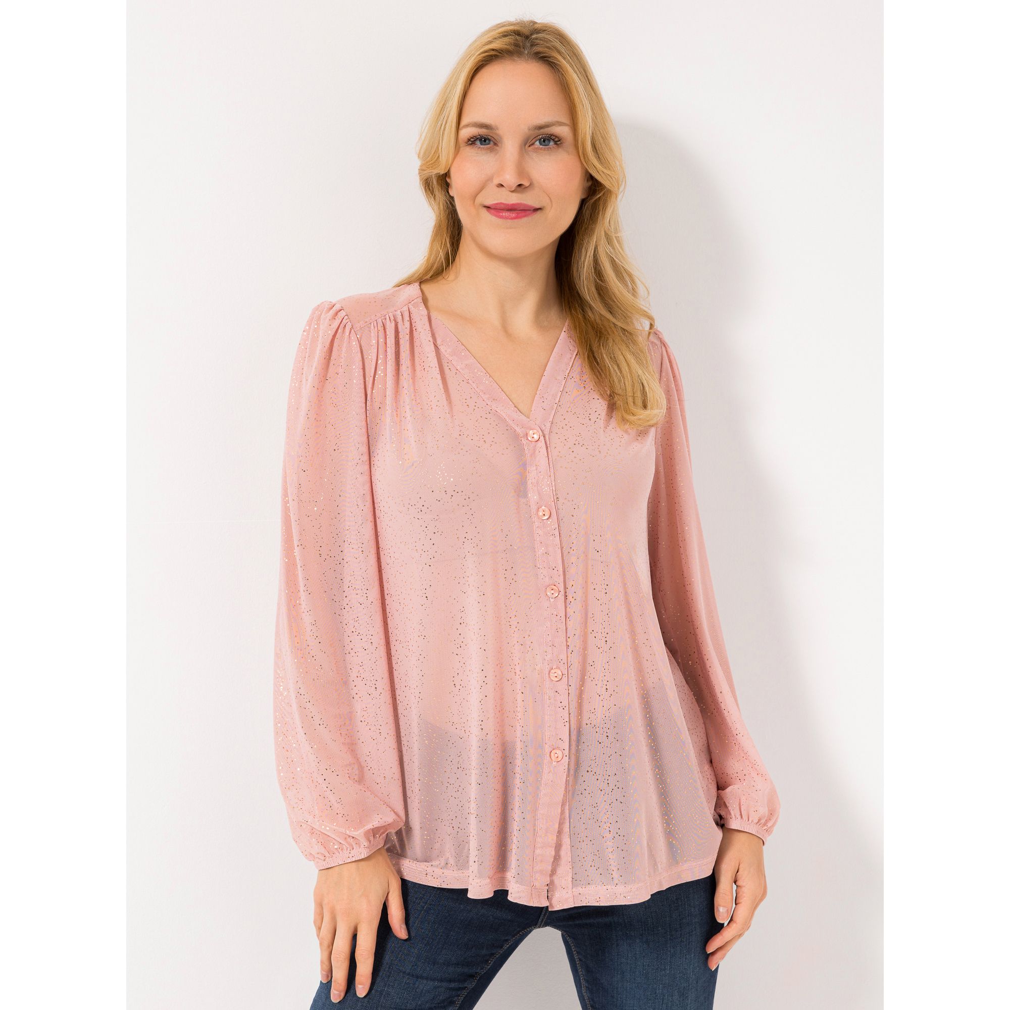 B-Ware KIM & CO. Bluse, Langarm elastisches Material leicht transparent