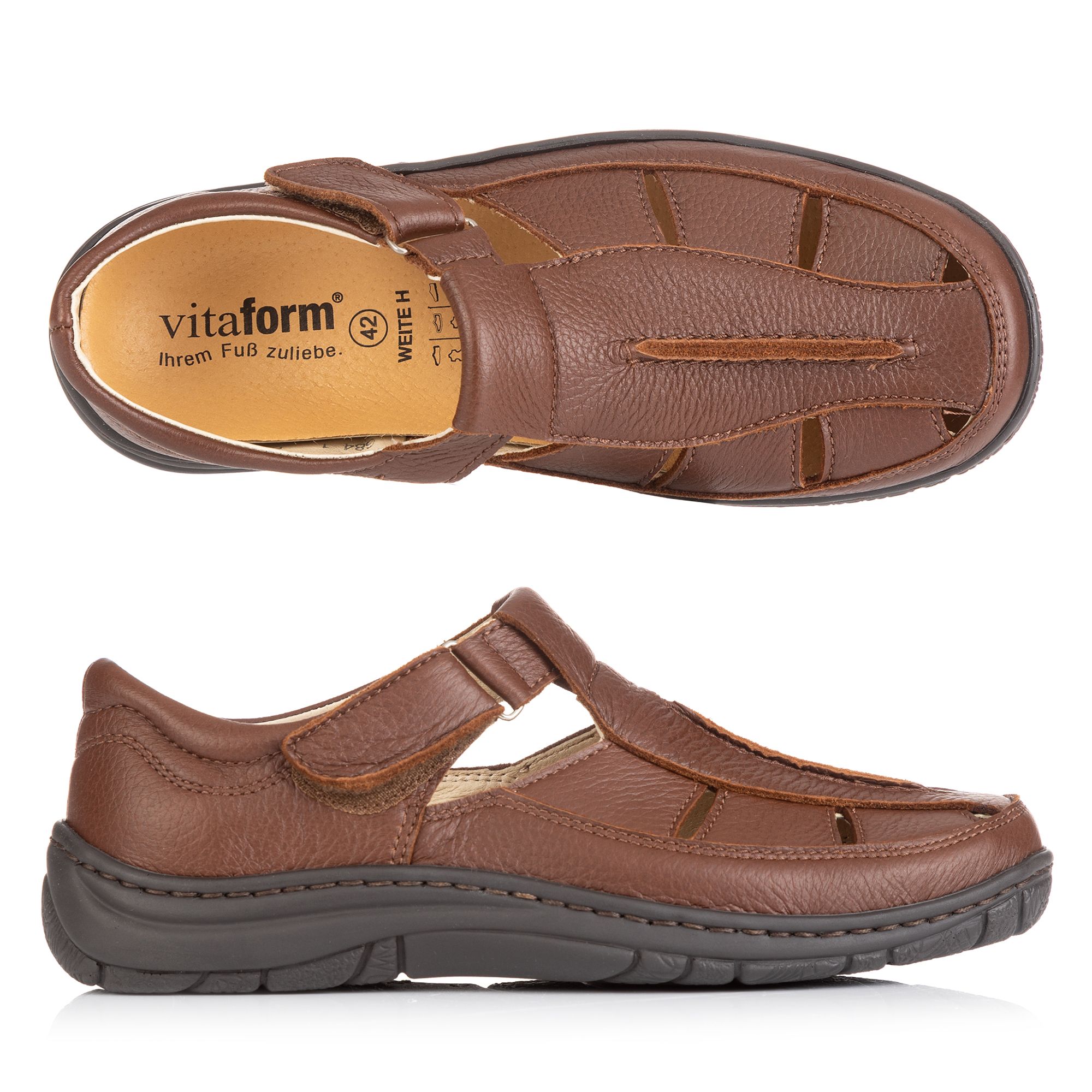 B-Ware VITAFORM Herren-Sandale Elchleder Cut Outs