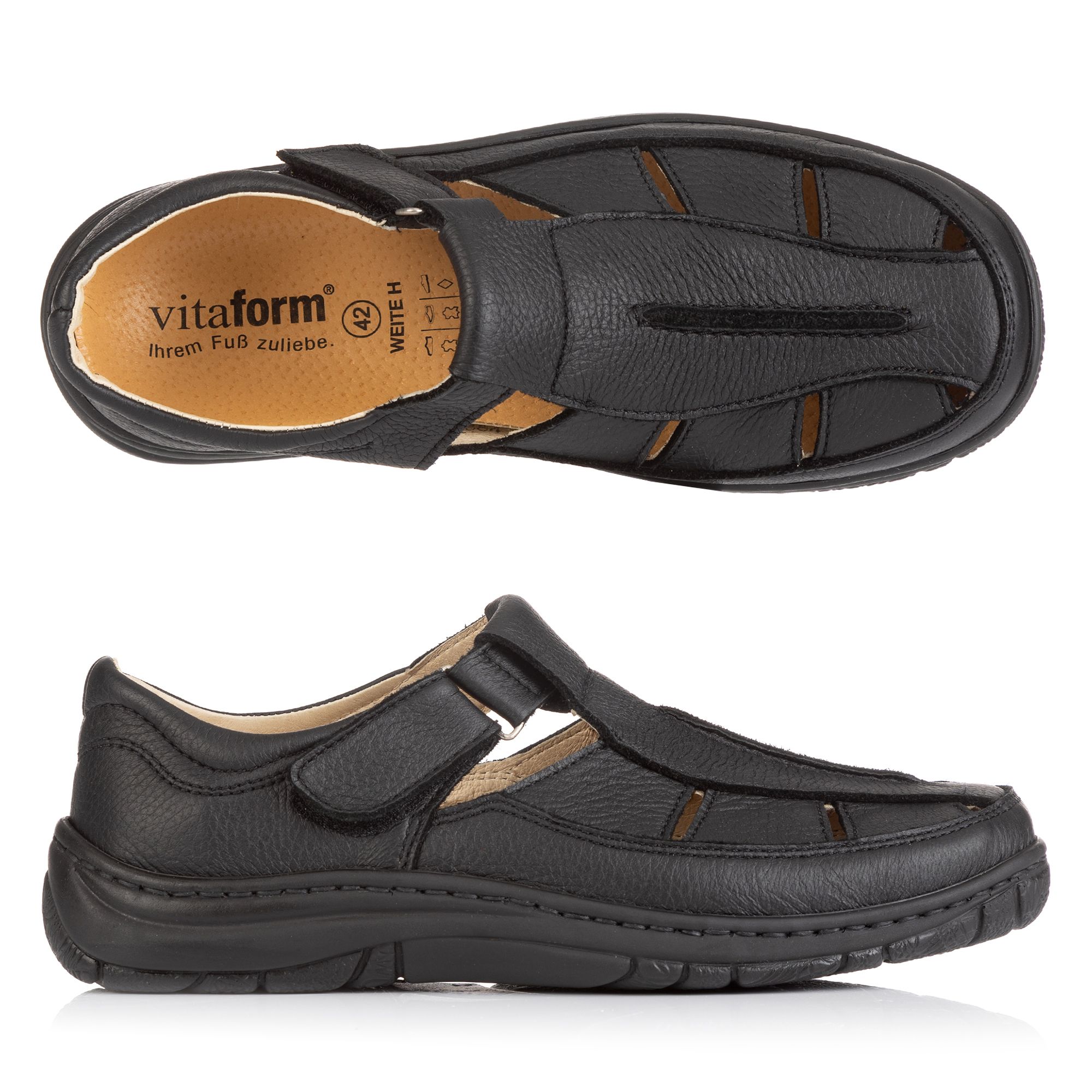B-Ware VITAFORM Herren-Sandale Elchleder Cut Outs