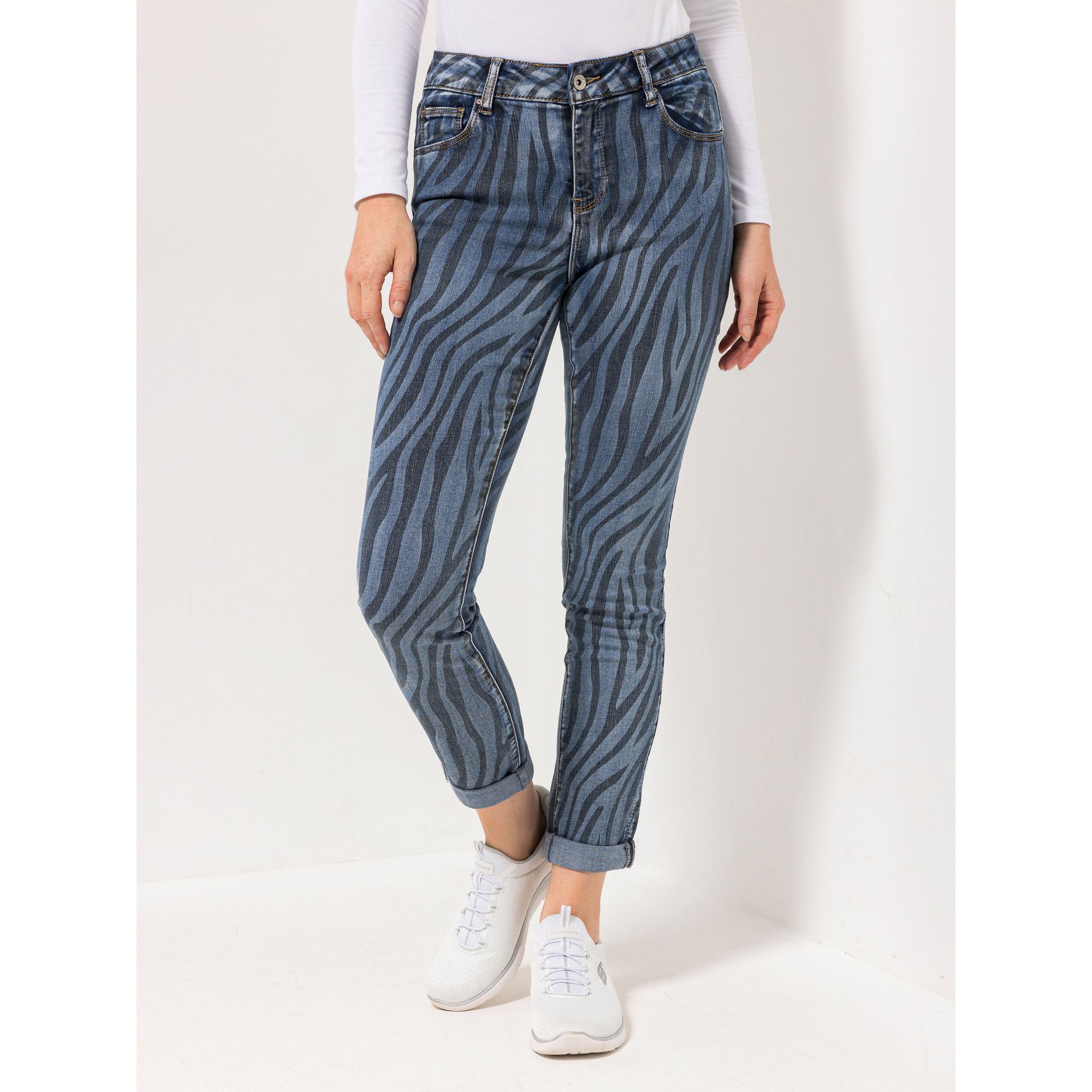 B-Ware DINE 'N' DANCE Jeanshose Salsa Umschlag am Saum 5-Pocket-Style