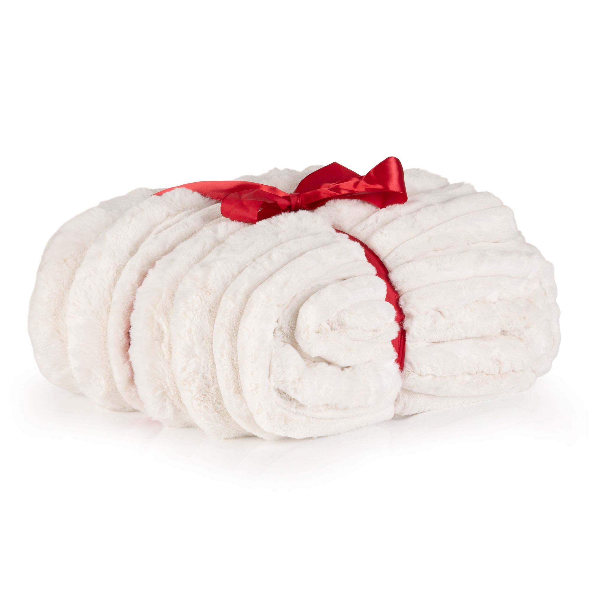 B-Ware MONT CHALET Fellimitat-Plaid Cordstruktur Mikrofaser-Rückseite