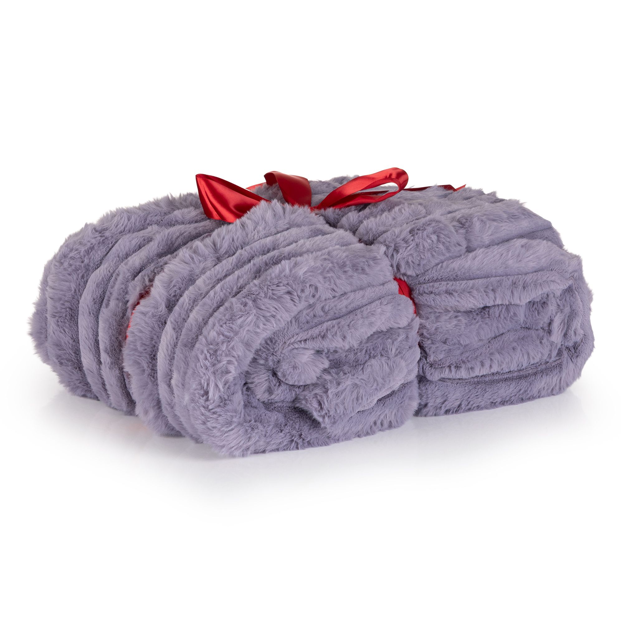 B-Ware MONT CHALET Fellimitat-Plaid Cordstruktur Mikrofaser-Rückseite