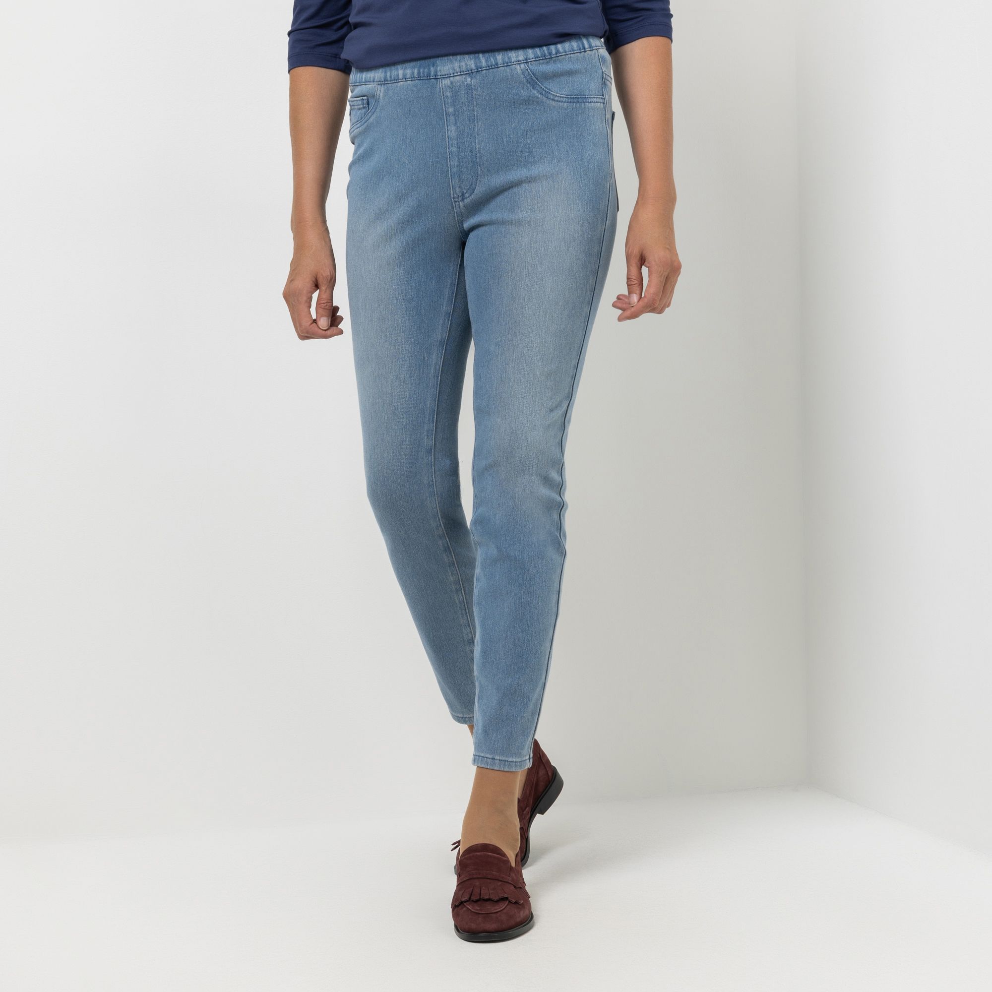 B-Ware DENIM & CO. Jeggings, knöchellang elastische Ware Rundumdehnbund