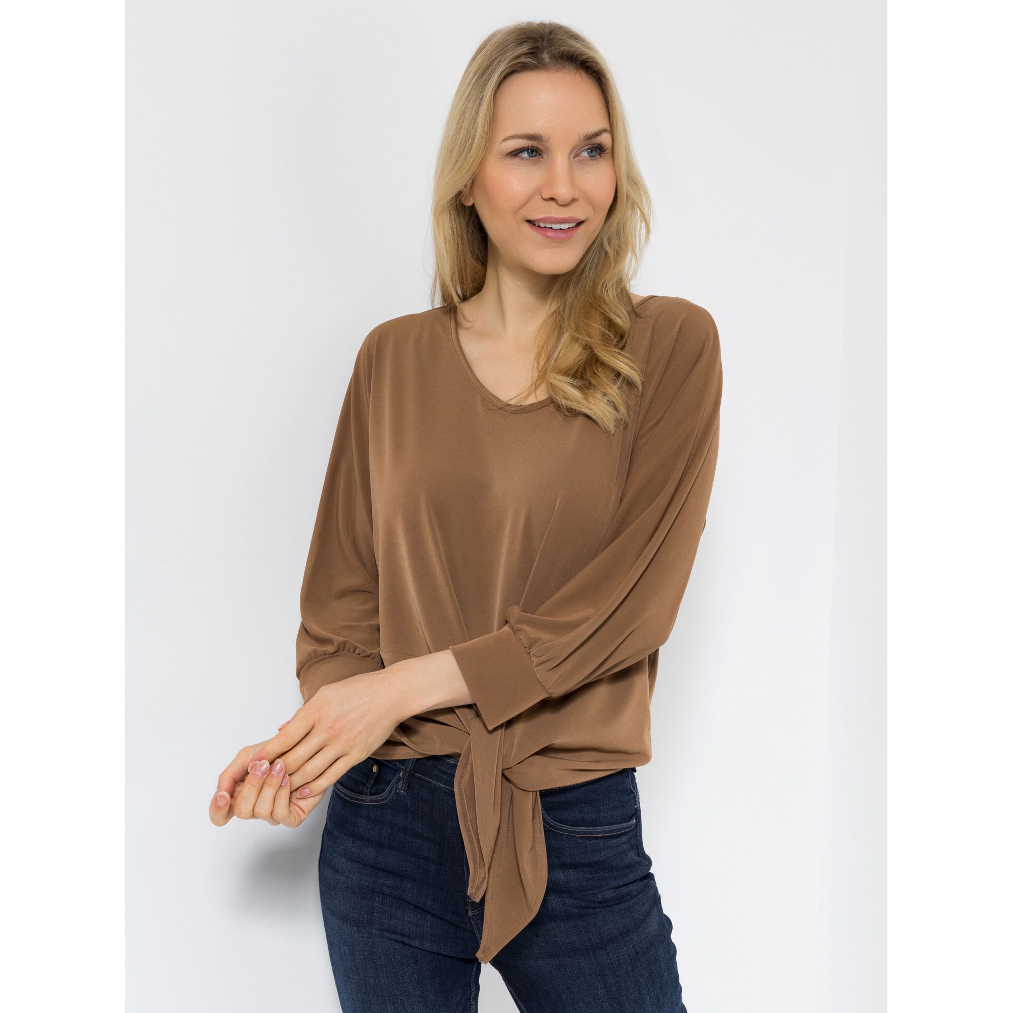 B-Ware KIM & CO. Shirt, 3/4-Arm Brazil Knit Jersey Knoten-Detail