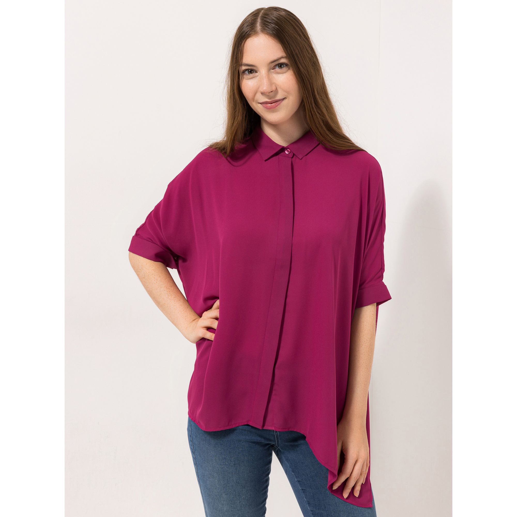 B-Ware DINE 'N' DANCE Bluse, 3/4-Arm Kragen verdeckte Knopfleiste