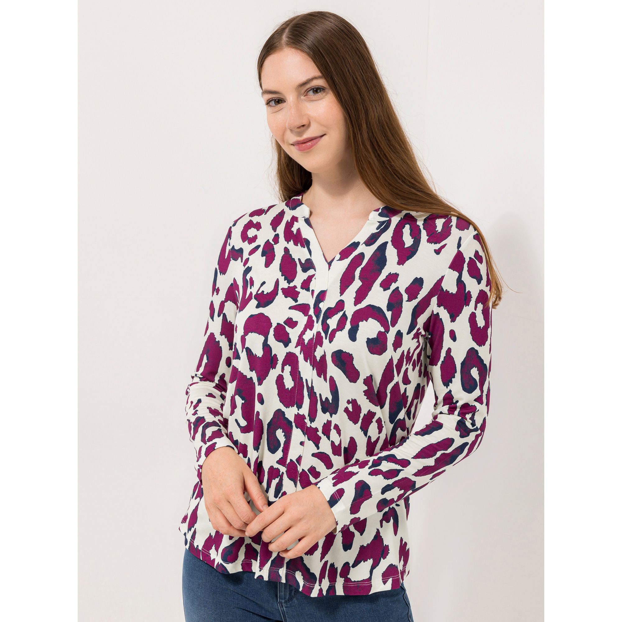 B-Ware DINE 'N' DANCE Shirt, 1/1-Arm V-Ausschnitt Allover-Druck