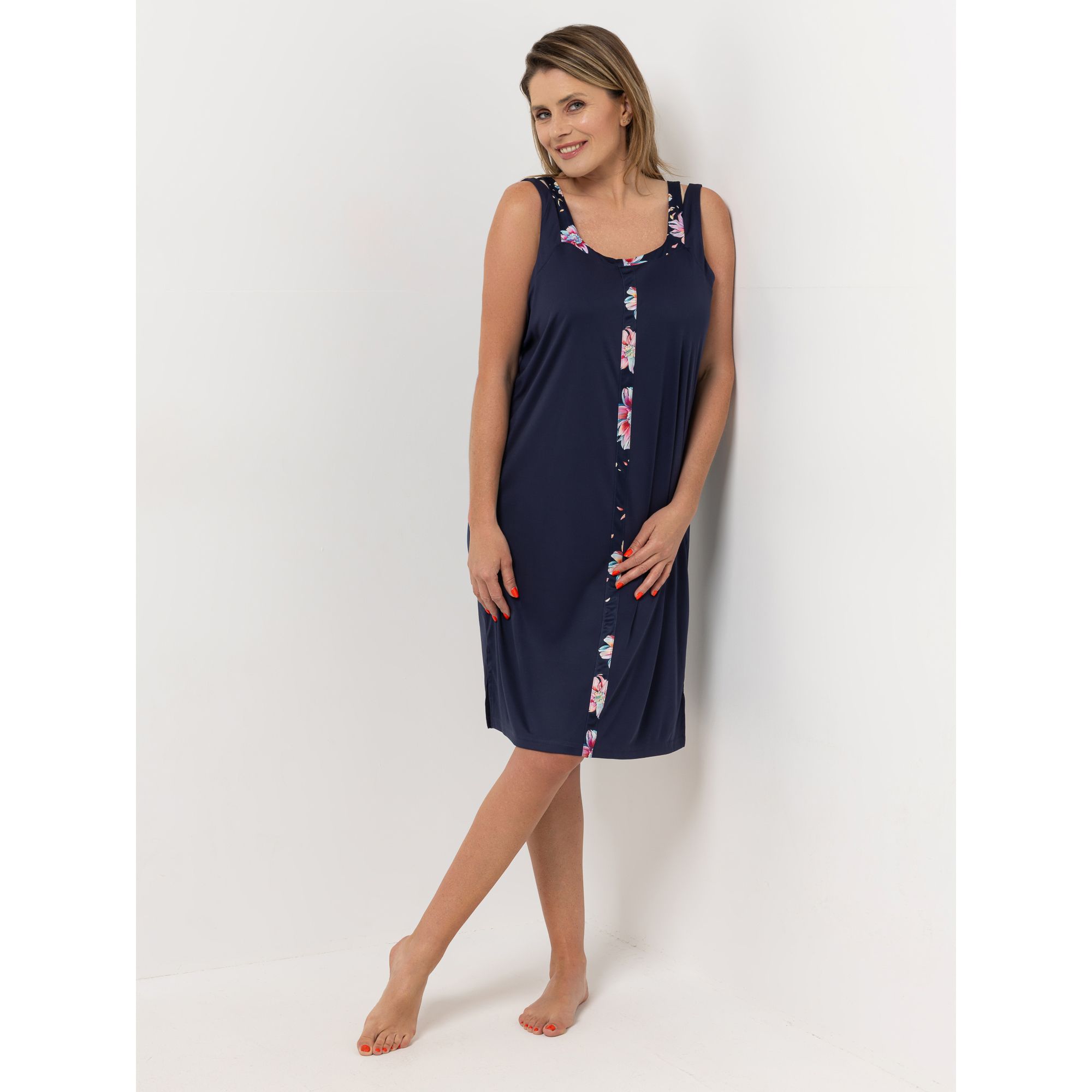 B-Ware LITTLE ROSE Nachthemd, ohne Arm Mikrofaser Seitenschlitze