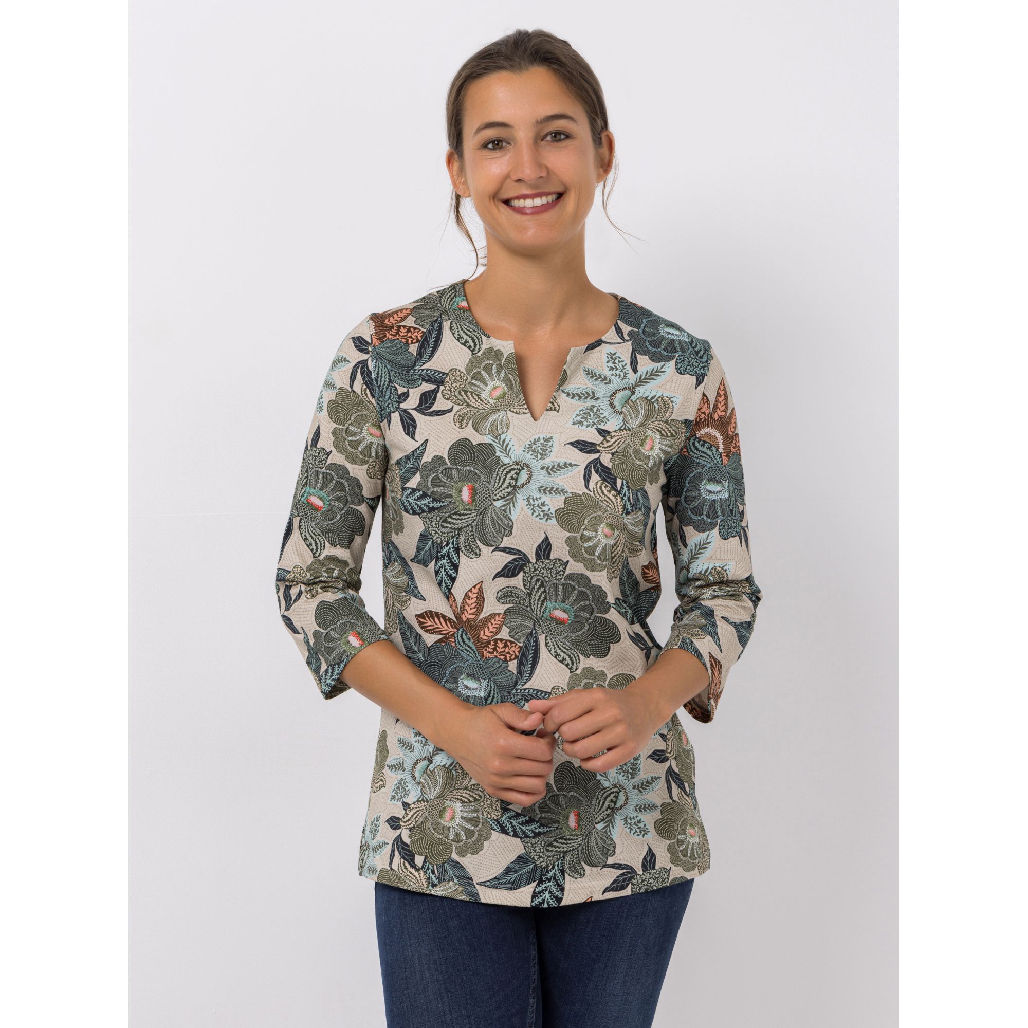 B-Ware Green Cotton by Peter Hahn Shirt 3/4 Arm Style Erika