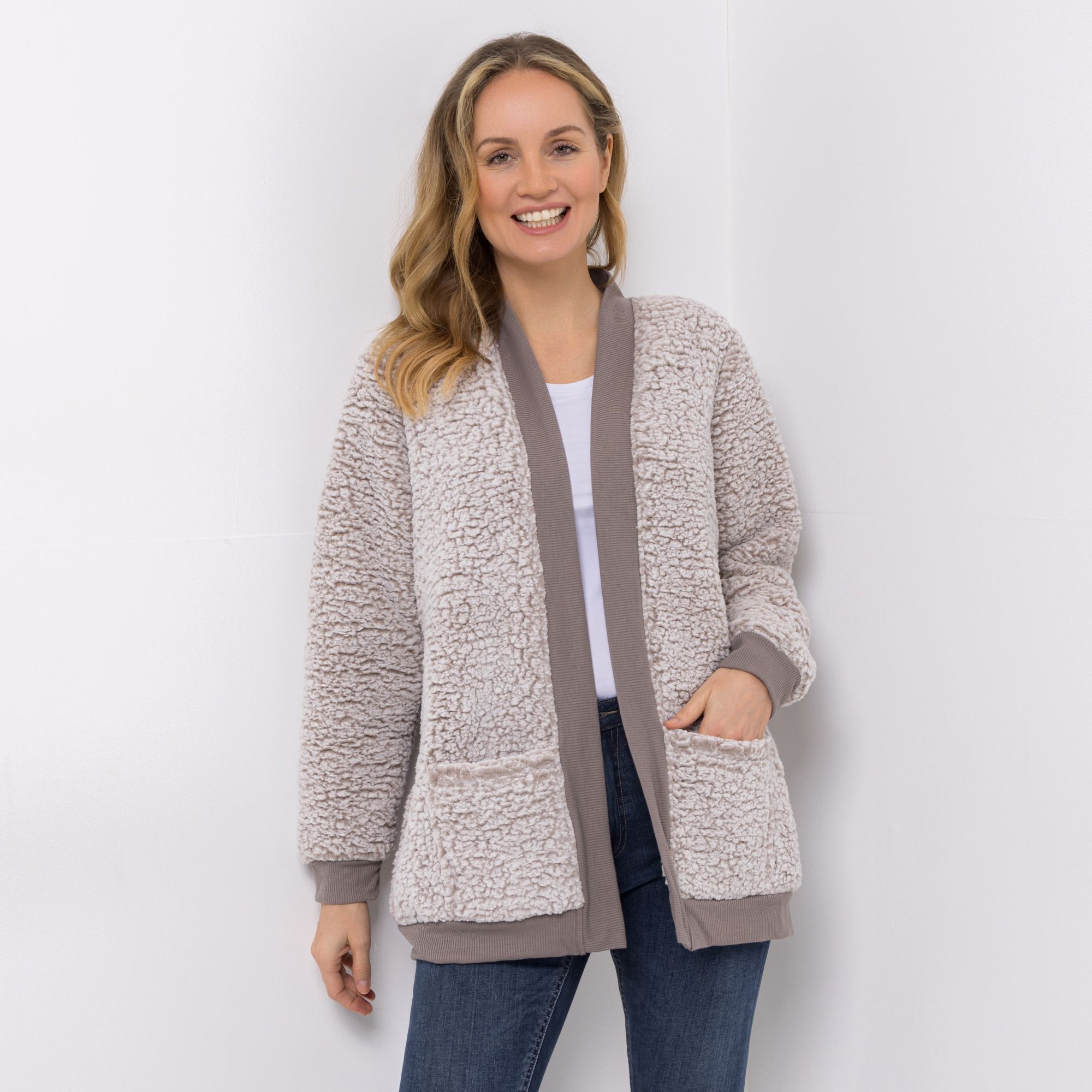 B-Ware MONT CHALET Homewear-Cardigan Designauswahl Schäfchenfell