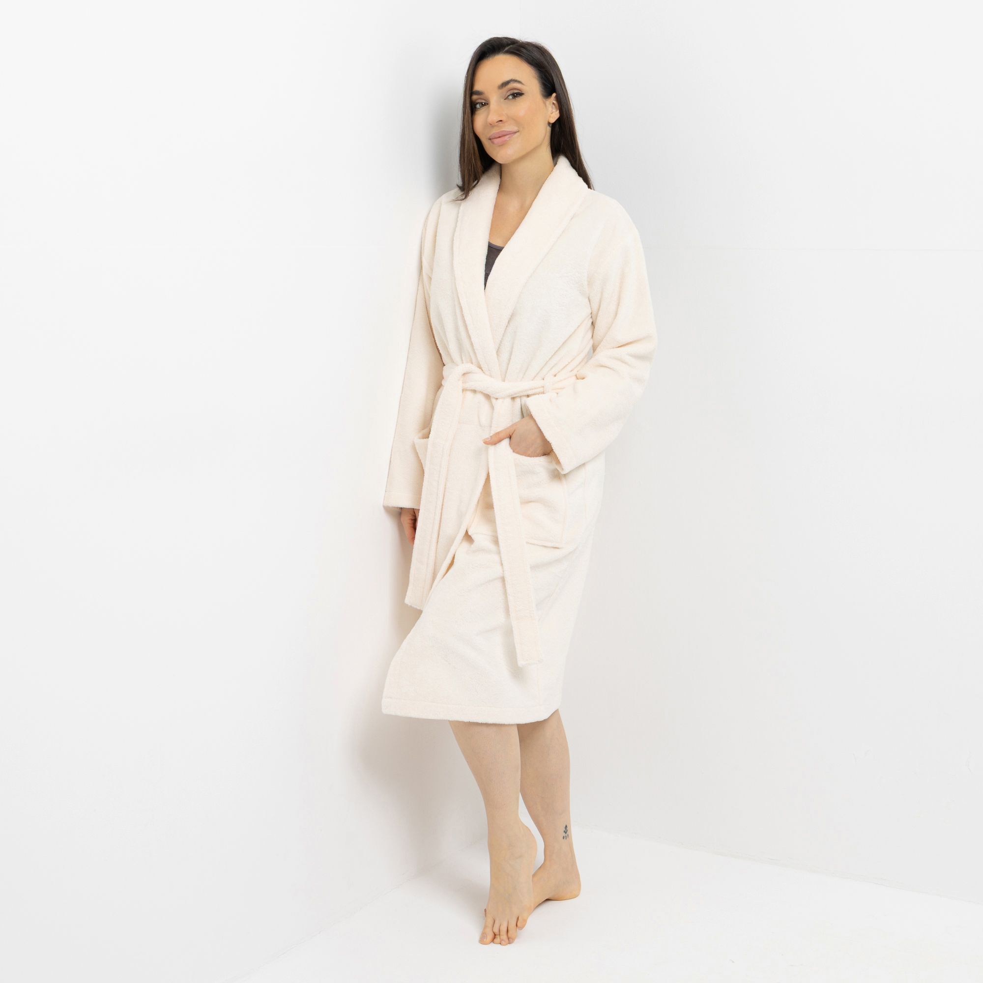 B-Ware MONT CHALET Damen-Wellnessmantel uni, DuoTouch Innenseite trocknend