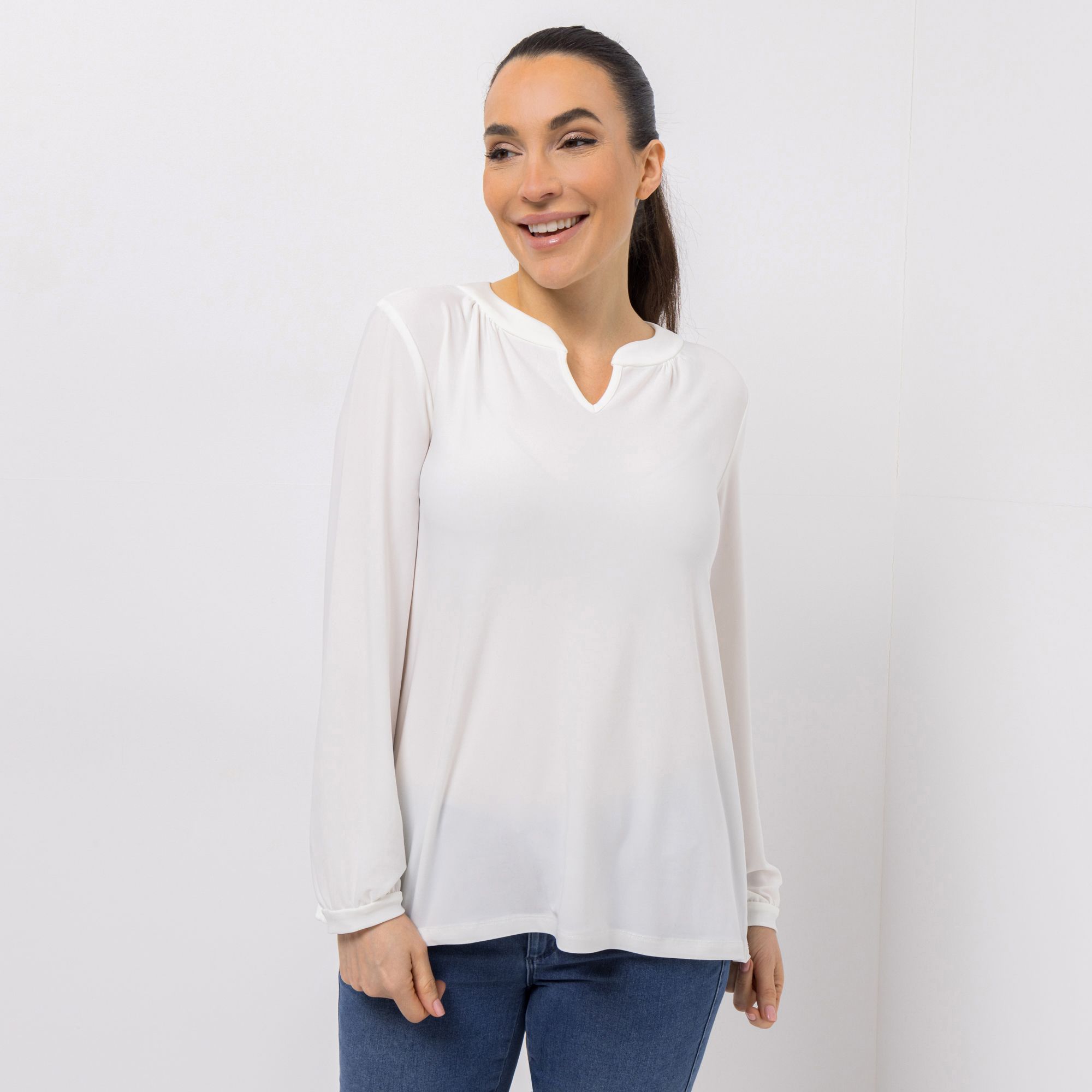 B-Ware KIM & CO. Shirt, Langarm Deluxe Brazil Knit Blusen-Ärmel