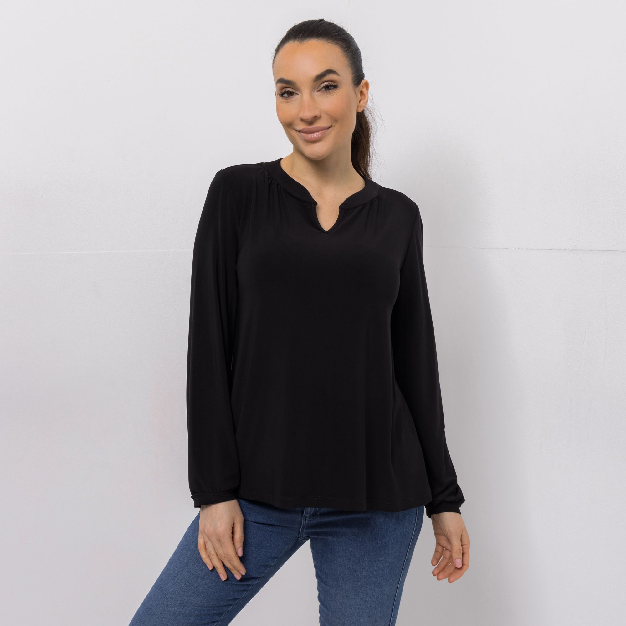B-Ware KIM & CO. Shirt, Langarm Deluxe Brazil Knit Blusen-Ärmel