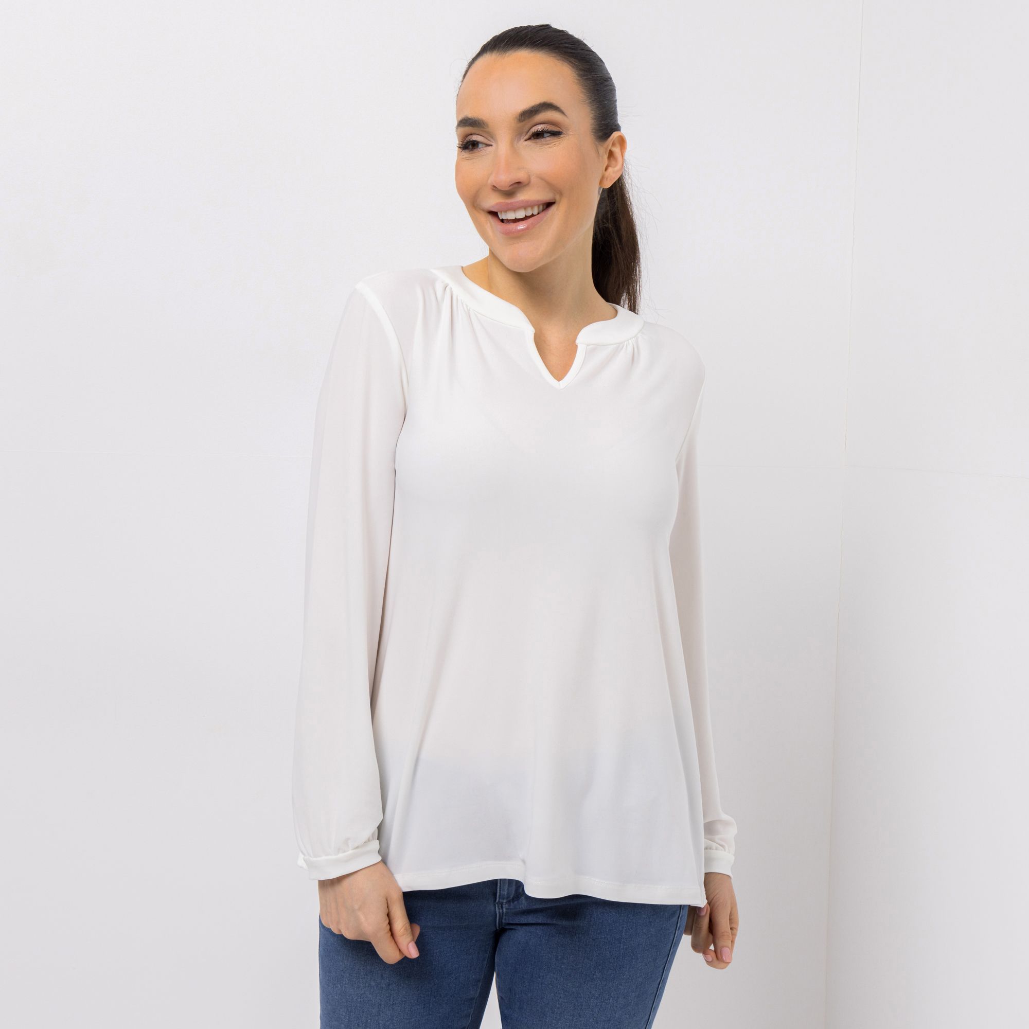 B-Ware KIM & CO. Shirt, Langarm Deluxe Brazil Knit Blusen-Ärmel
