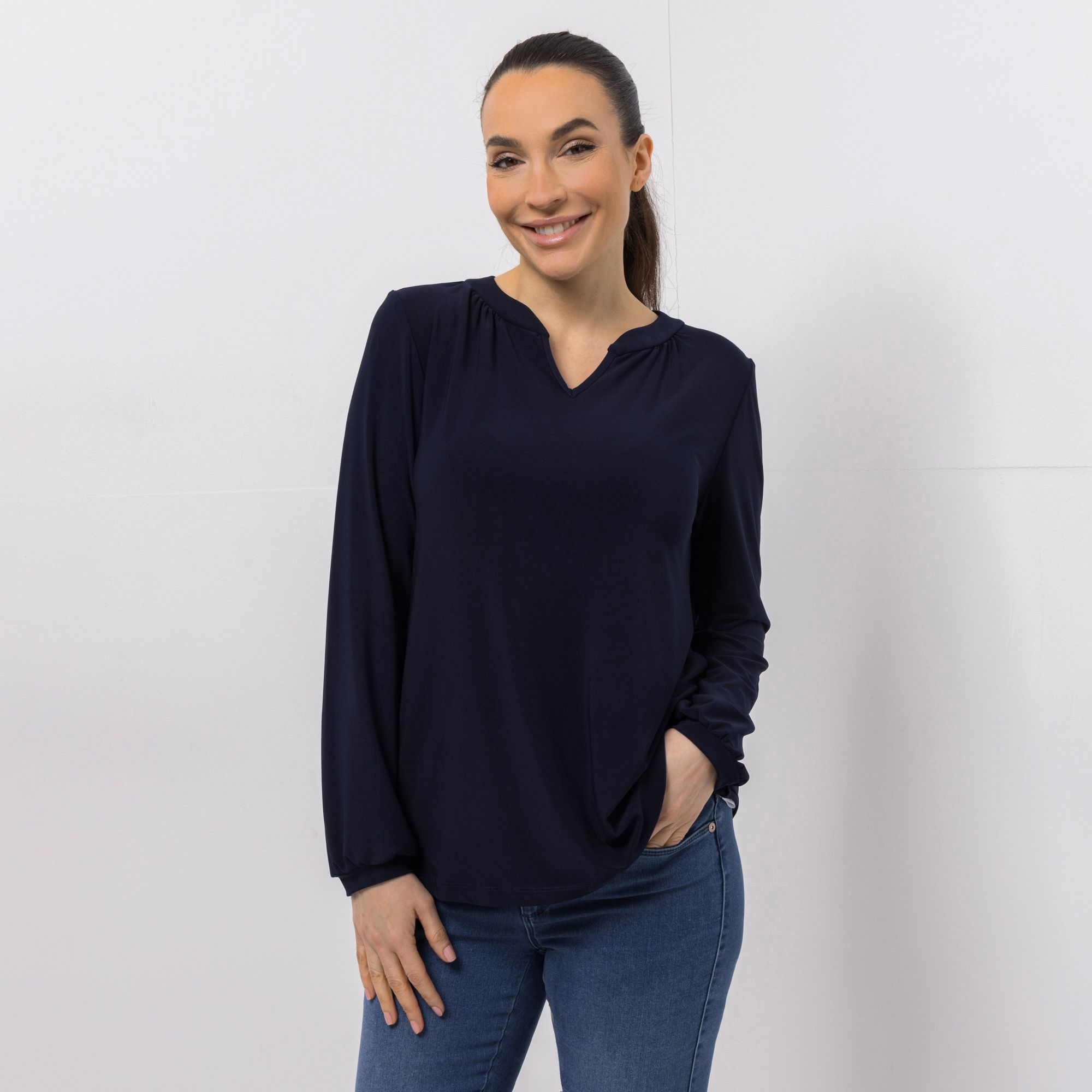 B-Ware KIM & CO. Shirt, Langarm Deluxe Brazil Knit Blusen-Ärmel
