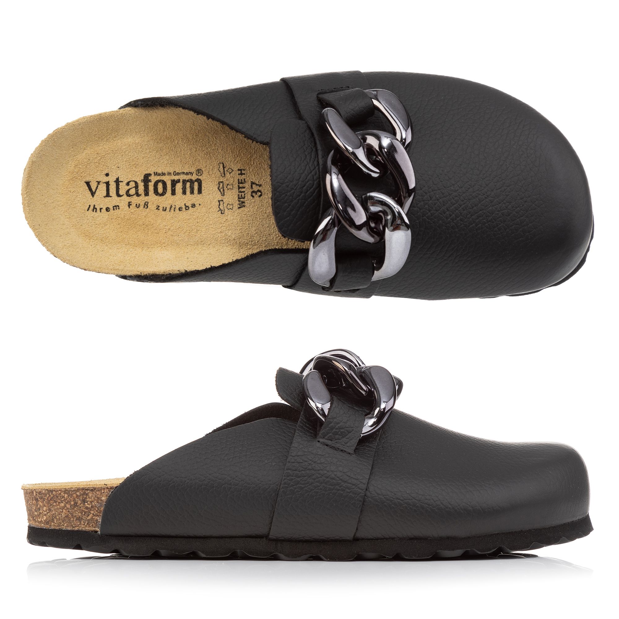 B-Ware VITAFORM Damen-Clog Nappaleder Ketten-Detail