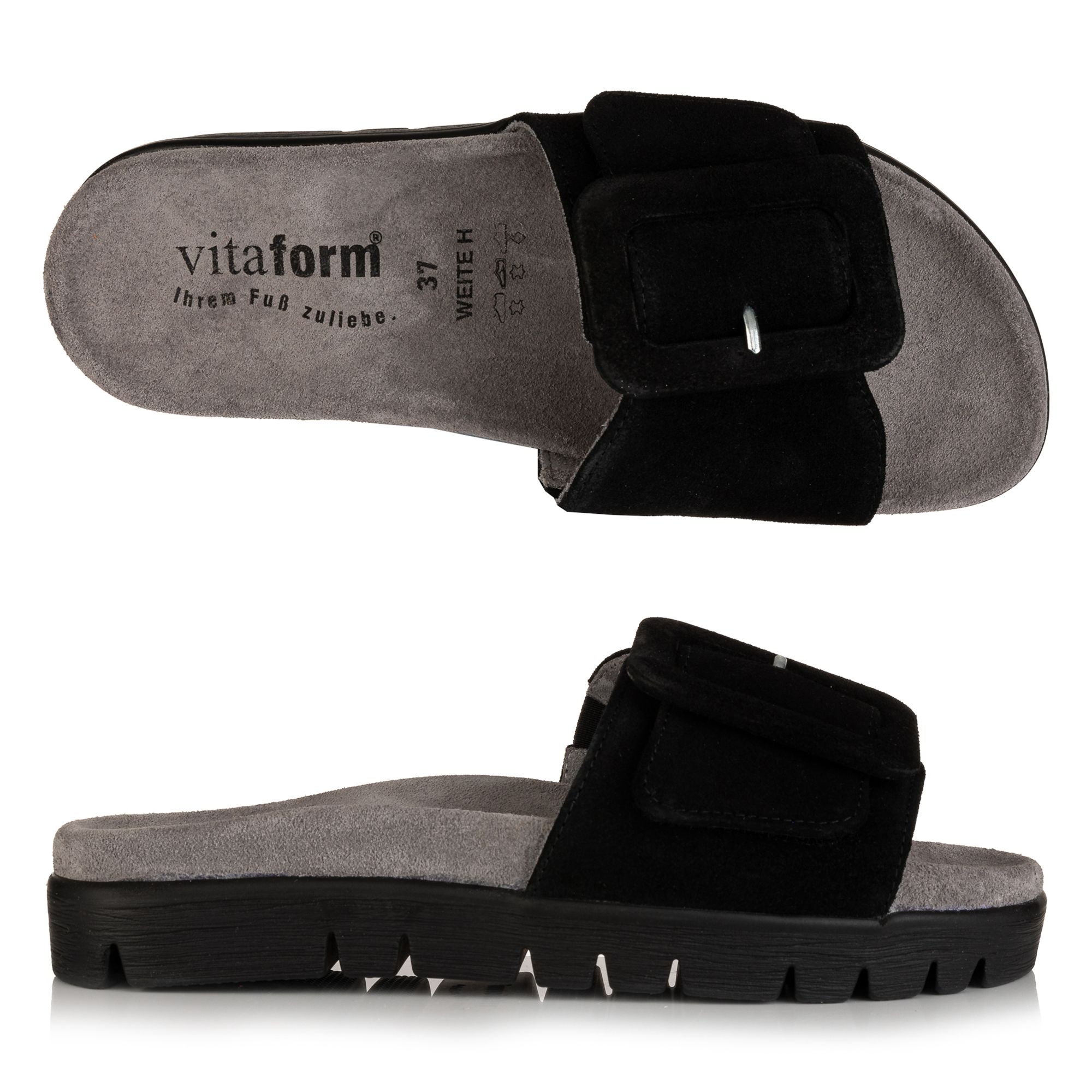 B-Ware VITAFORM Damen-Pantolette Veloursleder große Schnalle