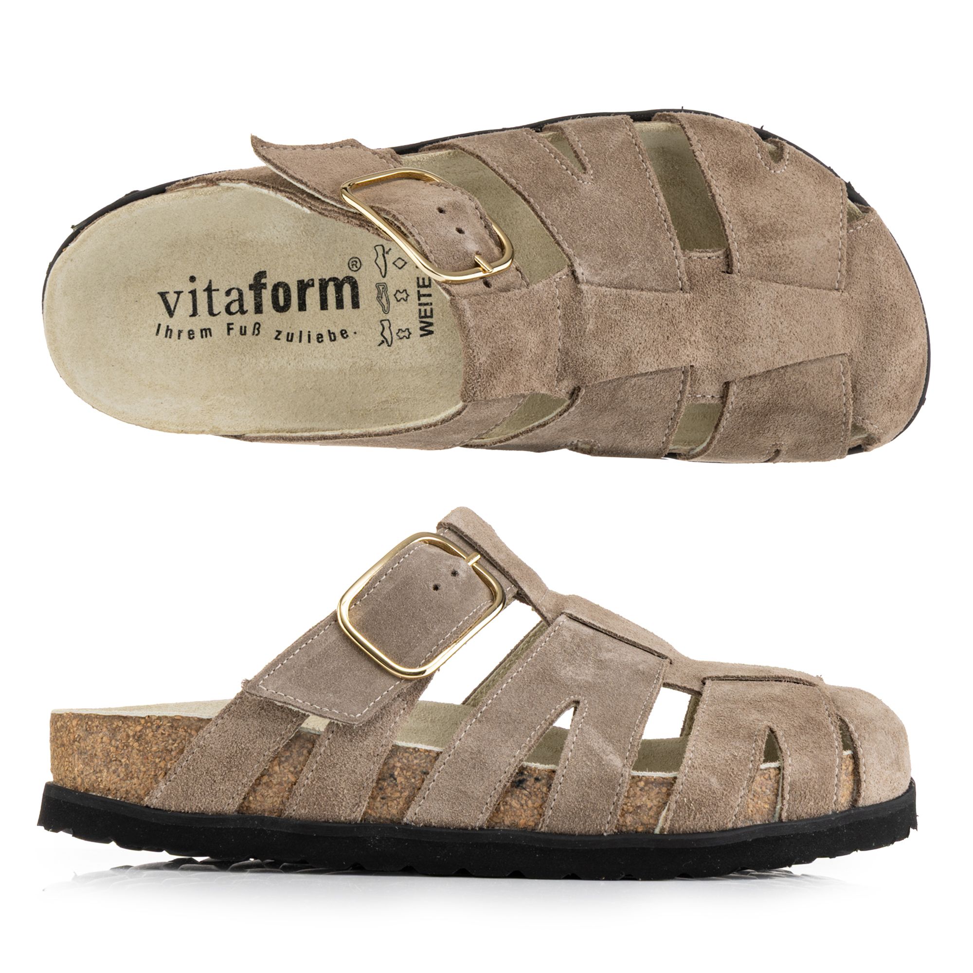 B-Ware VITAFORM Damen-Clog Veloursleder verstellbare Schnalle