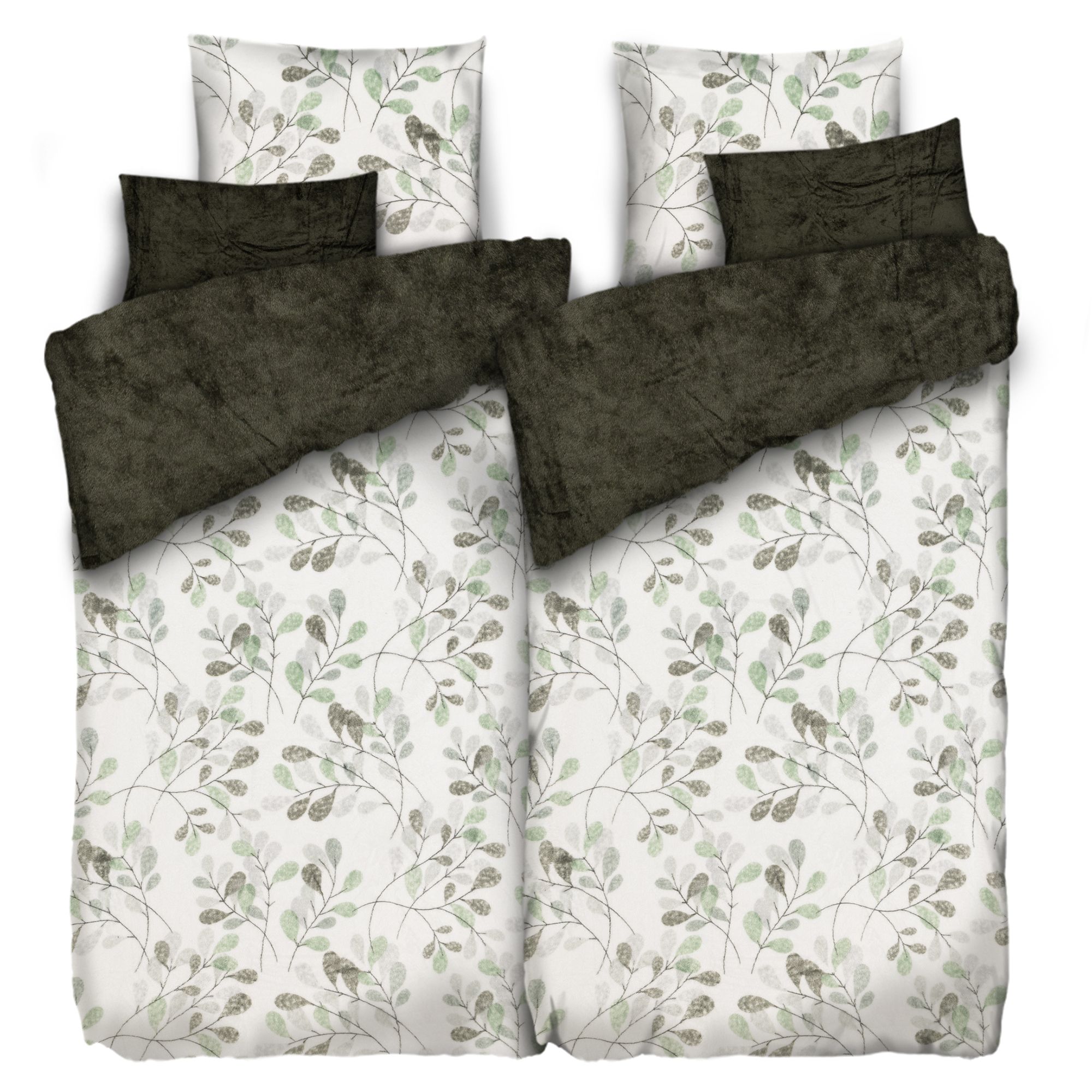 B-Ware BADIZIO Classic Wendebettwäsche Blätter-Ranken Doppelbett, 6tlg.